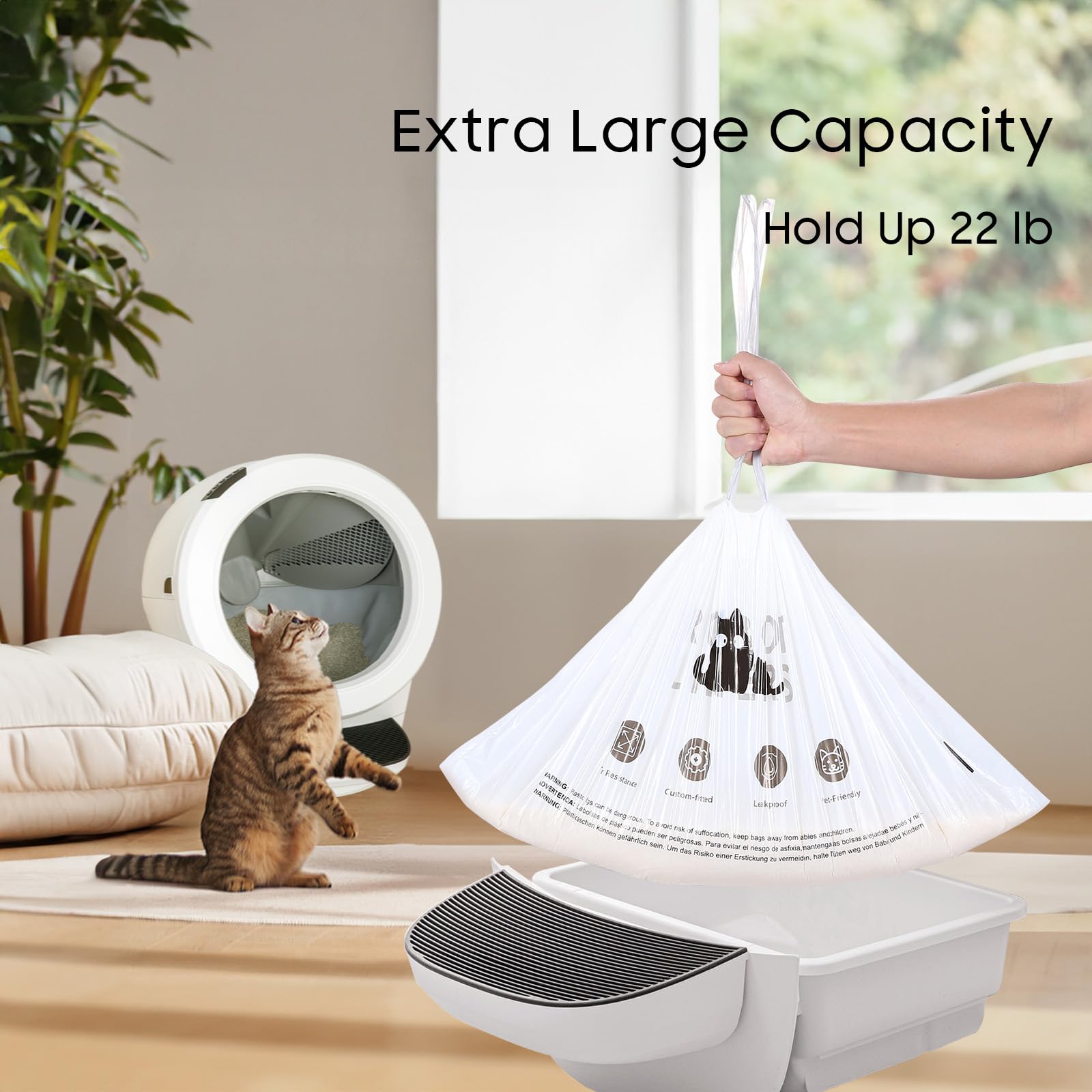 Cat Litter Box Robot 4 And 3 Waste Bags, 60 Pack Automatic Litter Box Bags, Thick Heavy Duty Cat Litter Box Liner Bags