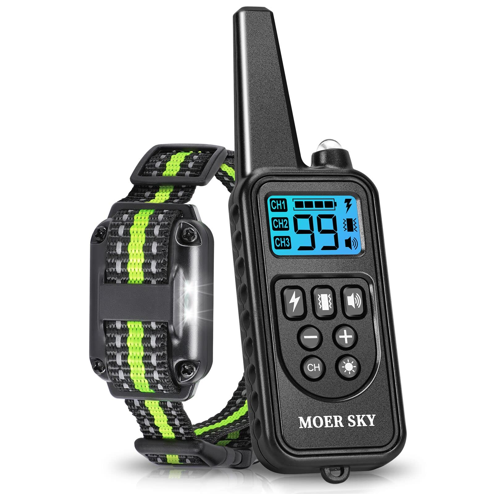 Dog Training Collar With 2600 Ft Remote, Electronic Dog Collar Shock Collar With Beep, Vibration, Shock, Light And Keypad Lock M