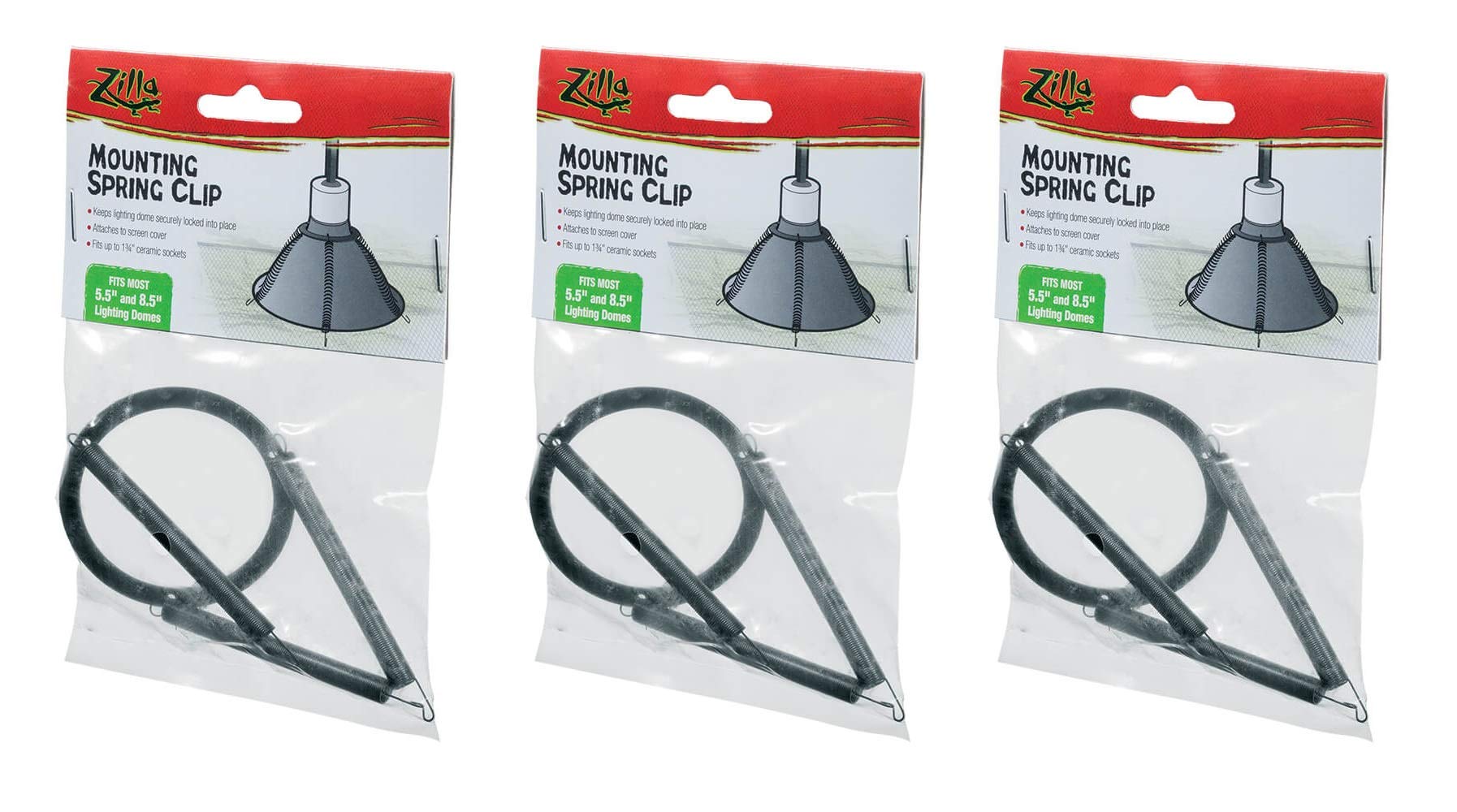 Zilla 3 Pack Of Mounting Spring Clips For Reptile Habitat Lighting Domes