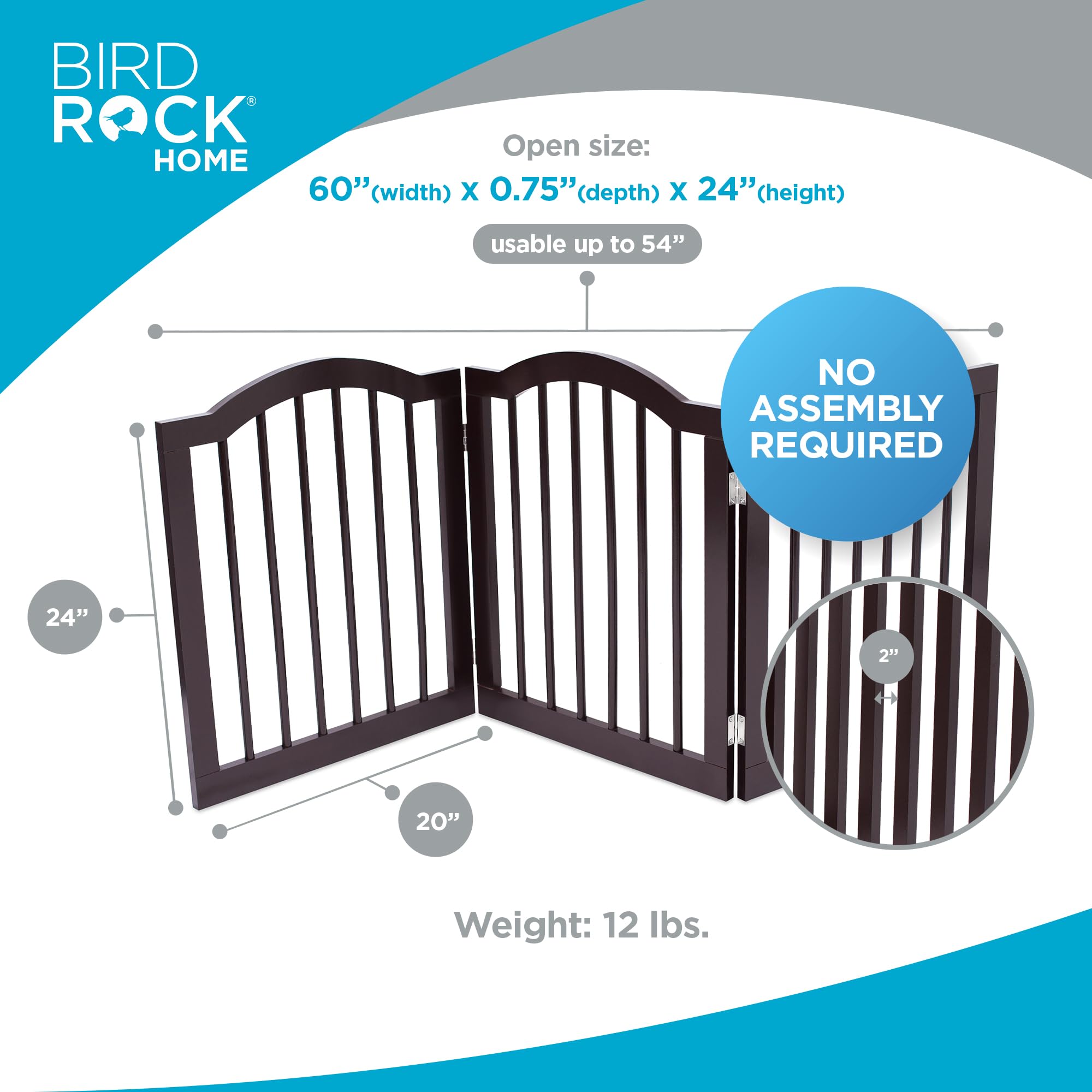 Internet'S Best Arched Top Dog Gate | 3 Panel, 24' H Wooden Pet Barrier For Dogs Or Cats | Freestanding Folding Room Divider For Doorways, Hallways, Stairs, And Porch | Portable, Extra Wide | Espresso