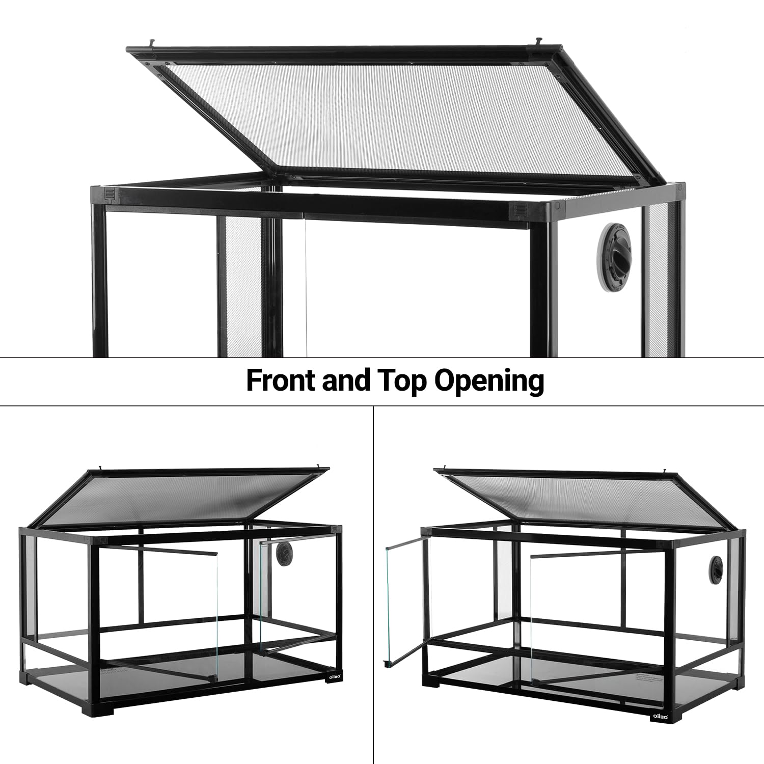 Oiibo 36 Gallon Reptile Terrarium Glass Tank, 32'X16'X16' Double Front Opening Door With Screen Ventilation Reptiles Or Amphi