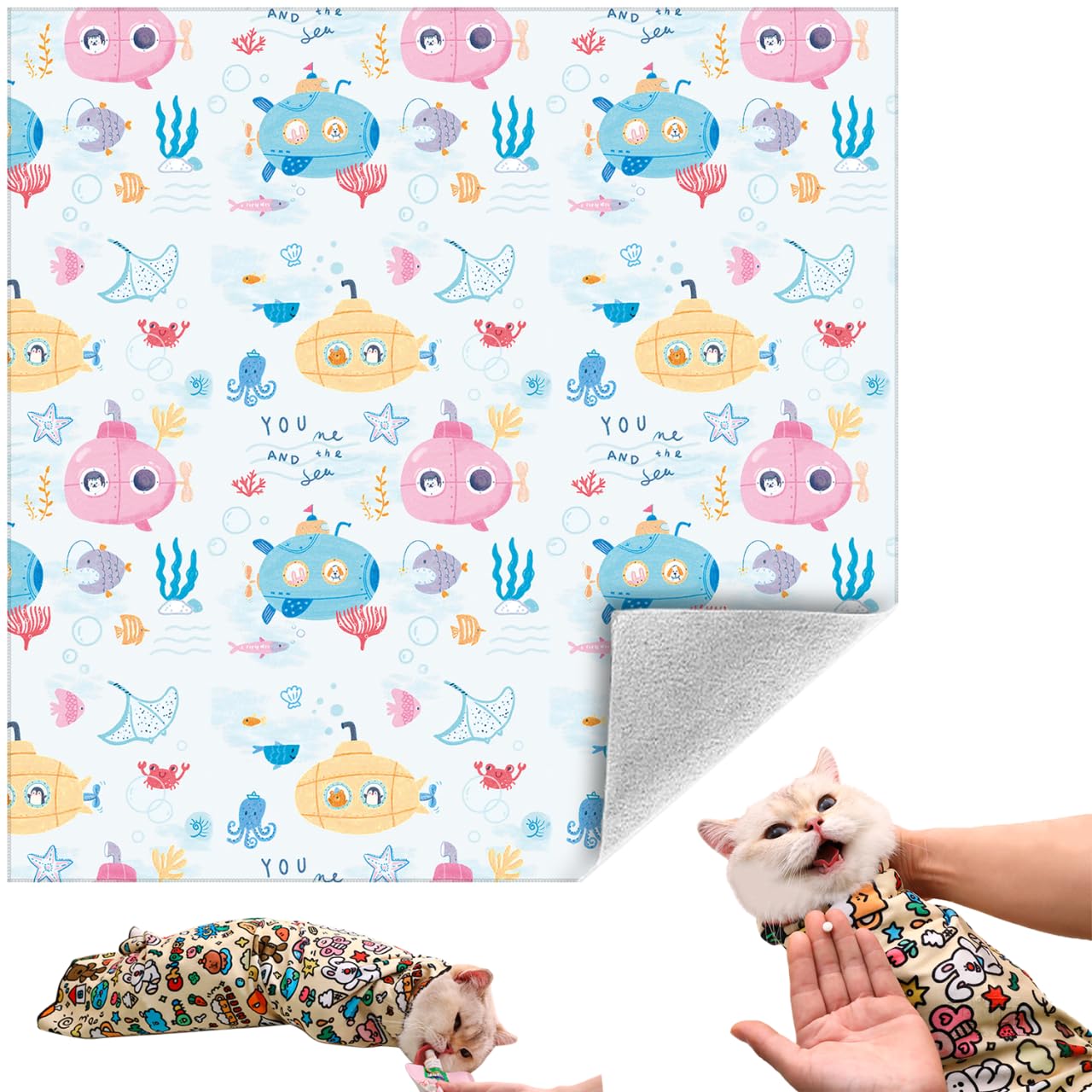 Cat Grooming Wrap, Self-Adherent Soft Cat Blanket To Wrap, Nail Clipping, Anti-Bite, Anti-Scratch, Anti-Escape Calming Wrap
