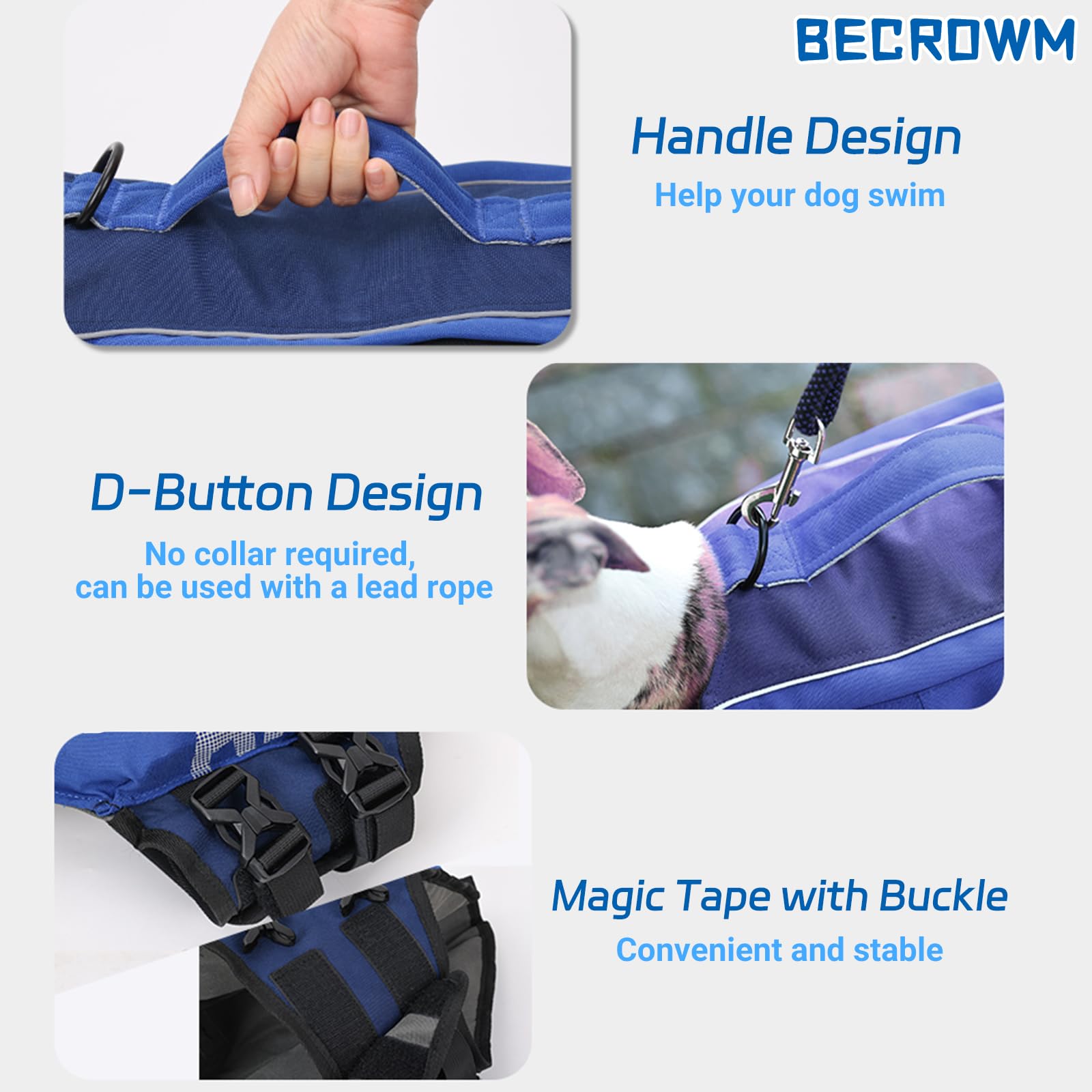Becrowm Dog Life Jacket Ripstop Dogs Life Vest For Swimming Boating Dog Safety Vest Adjustable Preserver With High Buoyancy And