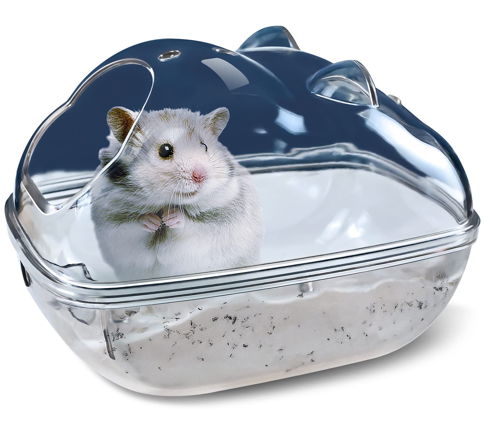 Lazyyzal Hamster Bathtub,Hamster Bathroom,Small Animal Habitat Décor,Sand Bath Container Transparent Beds,Hamster Bed,Ice Bathtub,Sleep Pad Nest,Sand Bath Box For Cage Accessories(M)