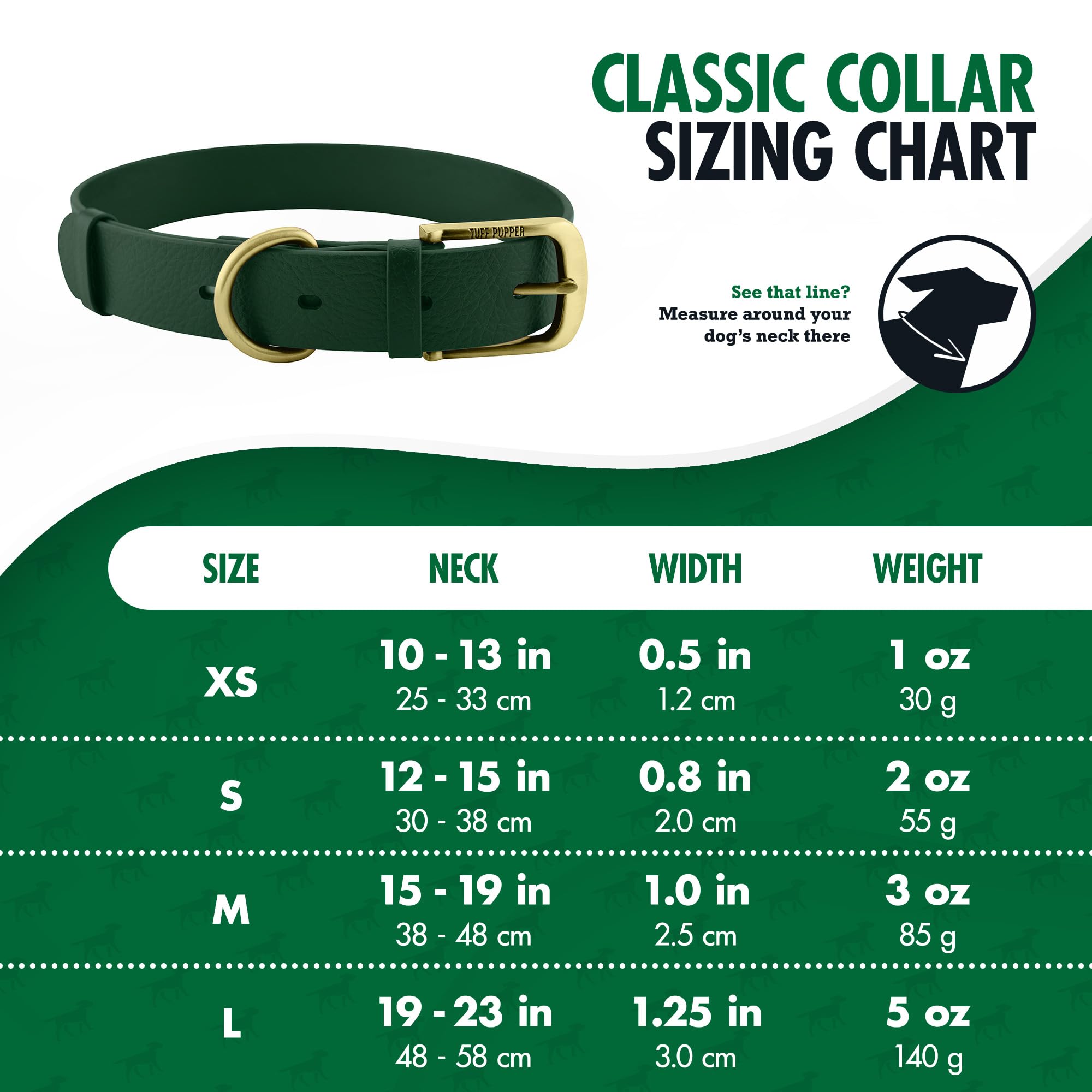 Tuff Pupper Classic Heavy Duty Dog Collar | 10X Stronger Than Leather | 100% Waterproof & Odor Proof Dog Collar | Tough Rust-Proof All Metal Hardware | Lifetime Replacement Guarantee