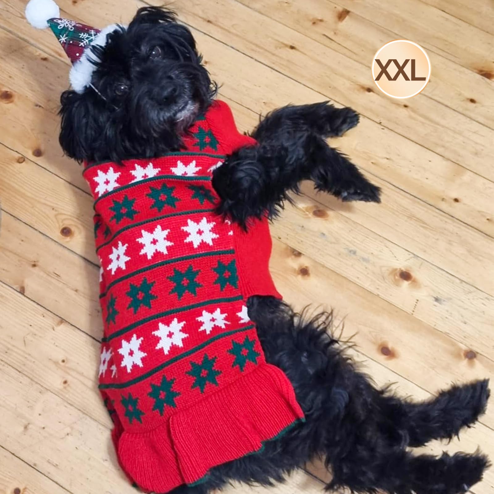 Kyeese Christmas Dog Sweater Dress Turtleneck Dogs Pullover Knit For Medium Dogs With Leash Hole Fall Winter Warm Dog Sweater Cute