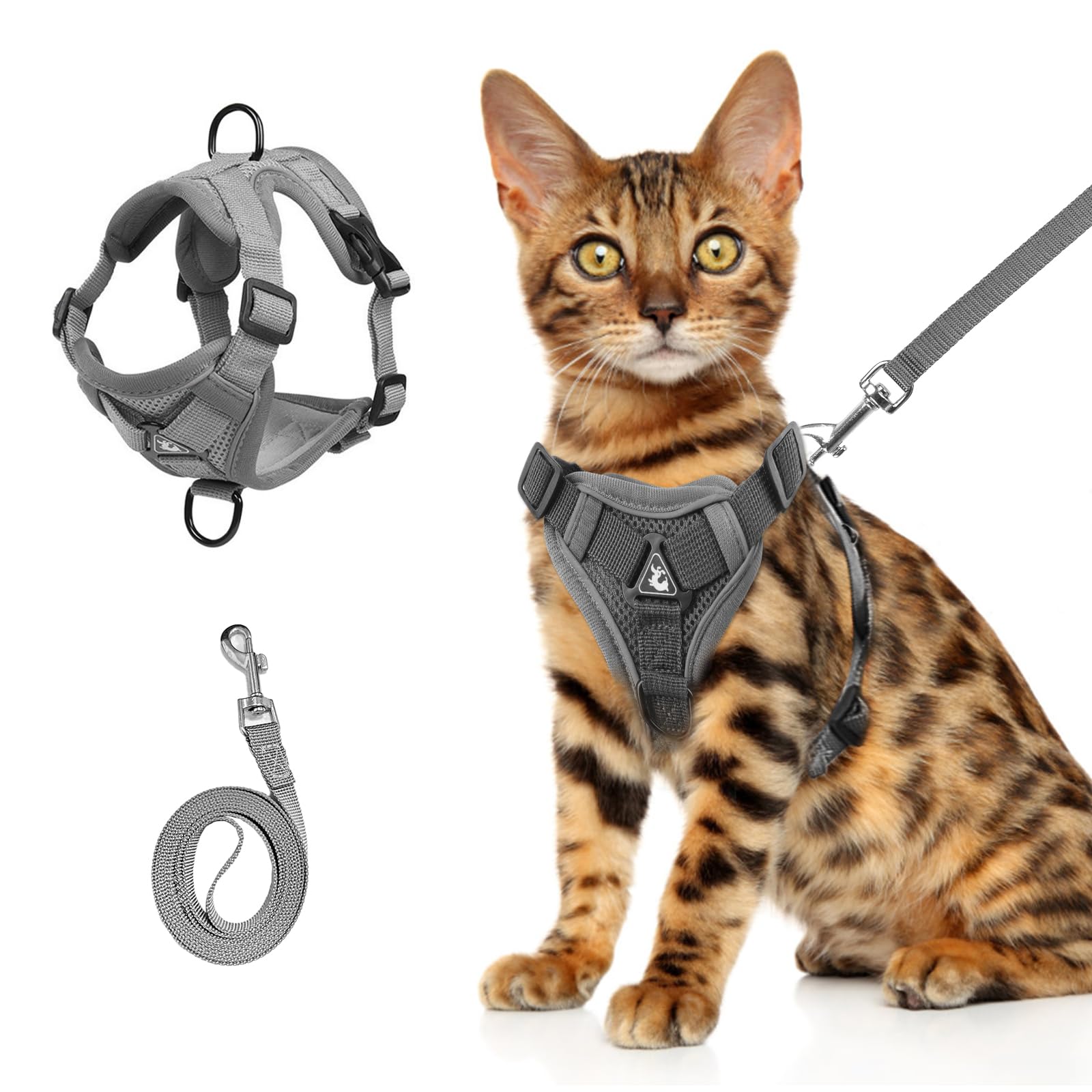 Wanheart Cat Chest Harness And Leash, Anti-Escape Adjustable Soft Mesh Cat Leash And Chest Harness Set For All Types Of Cats Cat