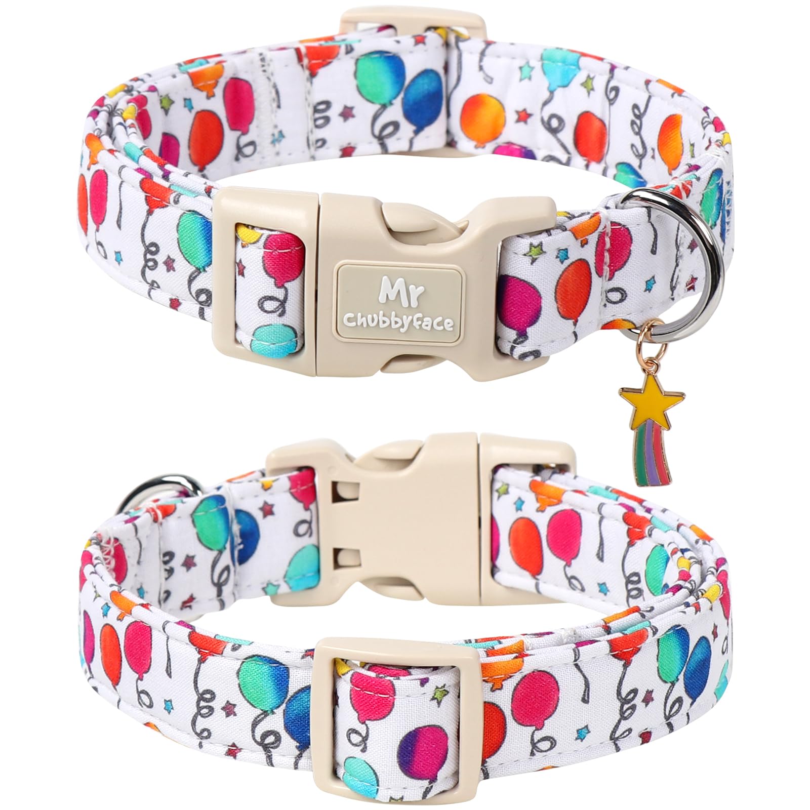 Mr.Chubbyface Summer Balloon Dog Collar, Birthday Puppy Collar With Quick Release Buckle,Light Adjustable Durable Pet Collar For