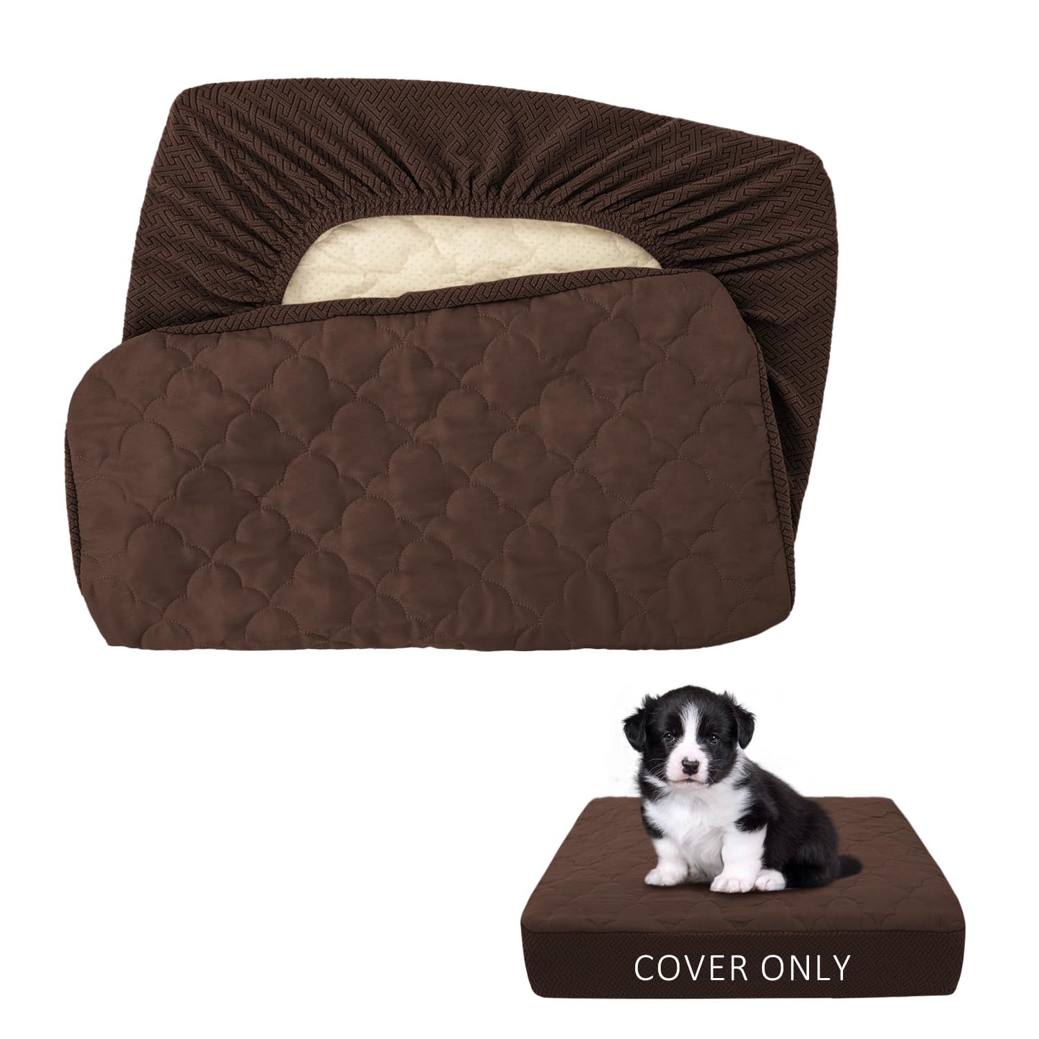 Chhkon Dog Bed Covers Replacement Washable Waterproof Pet Puppy Bed Cover For Dog(Brown,30X20X6 Inch)