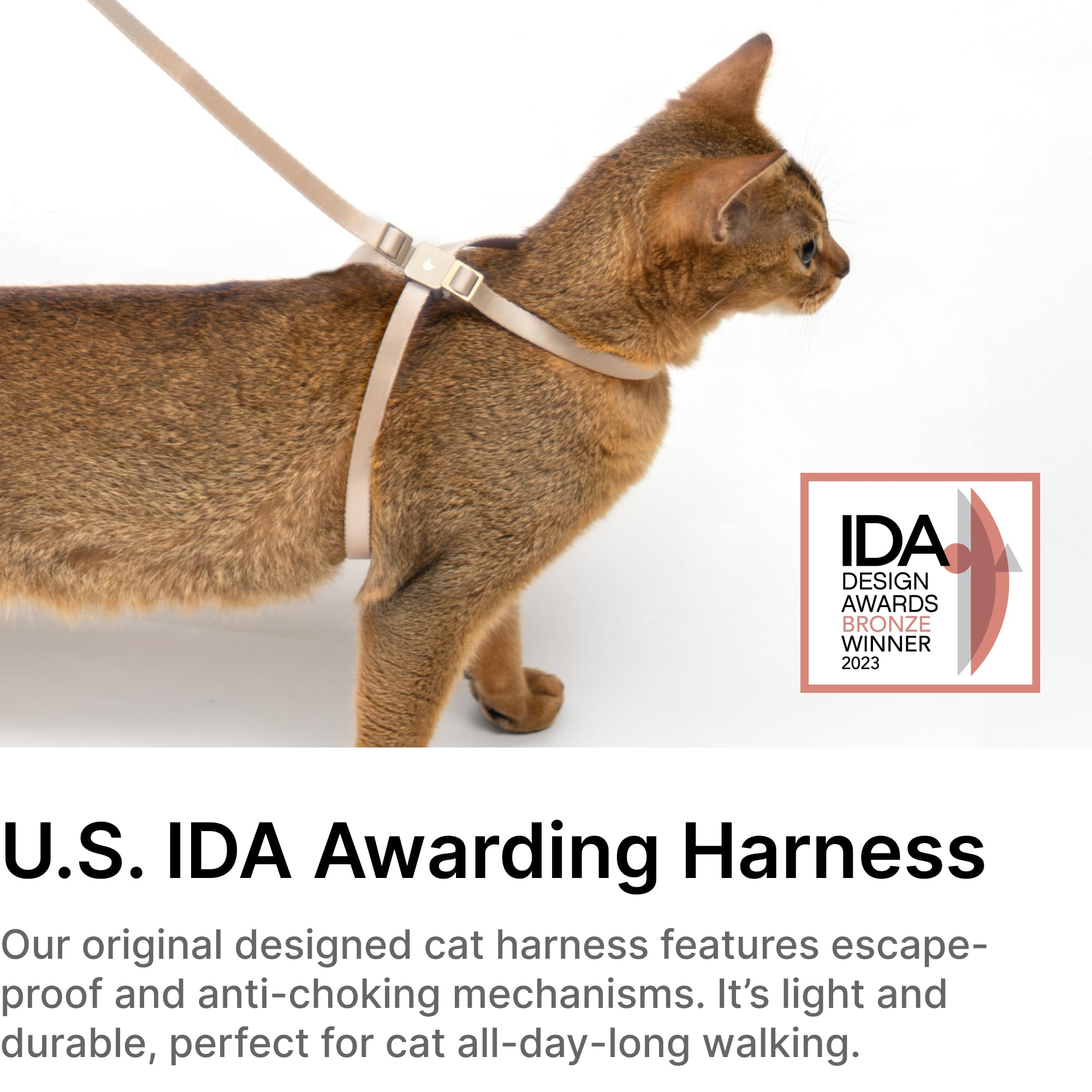 Buddyarmor Cat Harness, Ida Awarding, Escape-Proof Anti-Choking Harness Nylon & Lightweight Anodized Aluminum Training Harness A