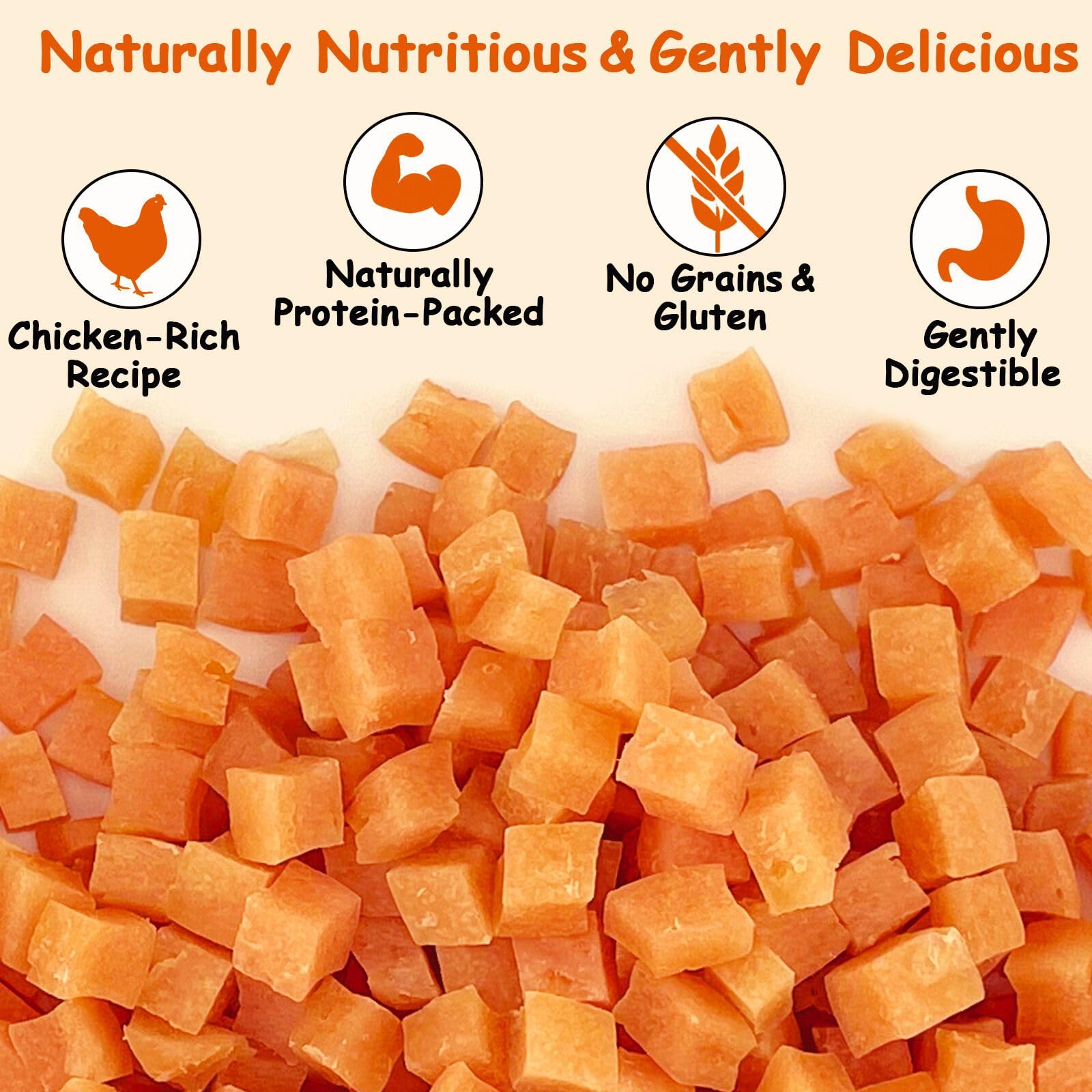 PETPURO Soft Chicken Treats for Dogs and Cats, Grain Free Training Snacks, High Protein Chewy Bites for Small Dogs and Kittens,