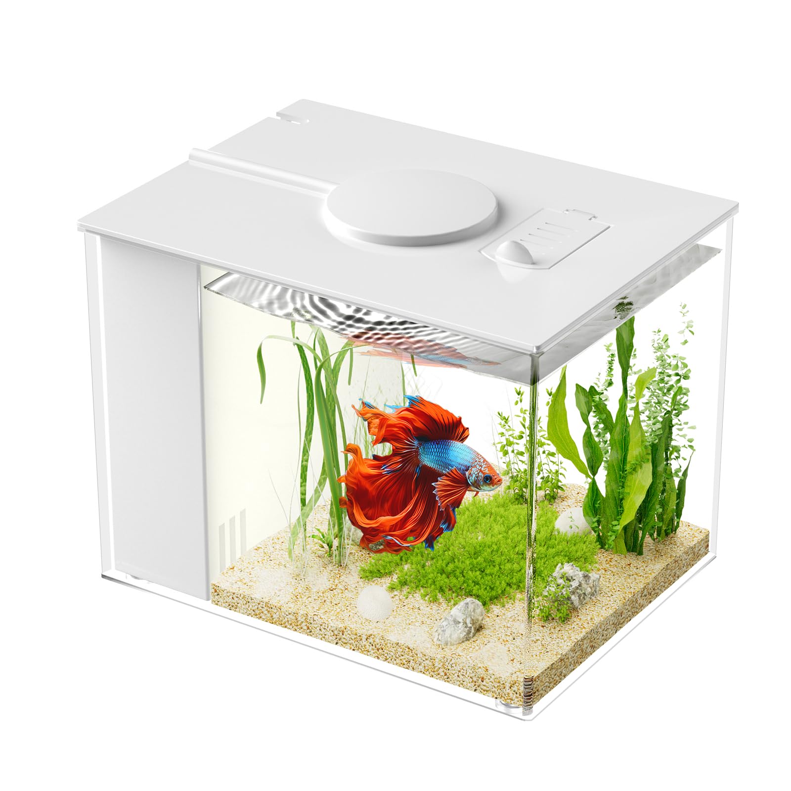 Vehipa 2.9L (0.78 Gal) Betta Fish Aquarium, Acrylic Small Fish Tank Kit with Water Filter Pump & LED Light, Ideal for Small Fish