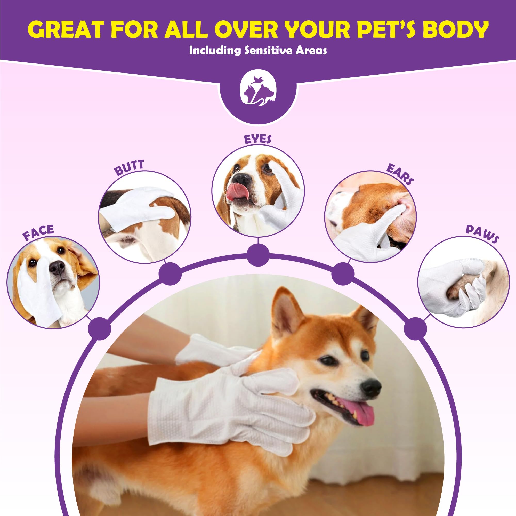 Flintstone Dog Wipes Cleaning Deodorizing - Hypoallergenic Cat Wipes - Extra Thick Wet Dog Wipes For Paws And Butt - Daily Care