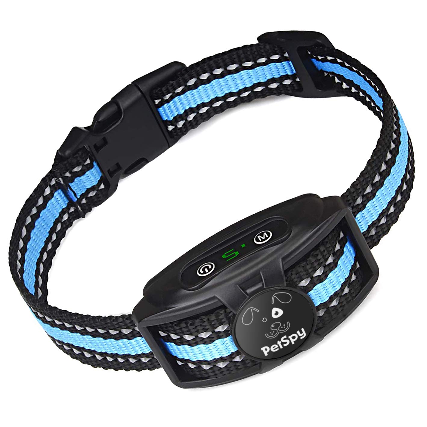 Petspy No Shock Bark Collar For Dogs Barking Control Humane Waterproof Training Device W/2 Anti-Bark Dual Vibration & Beep For S