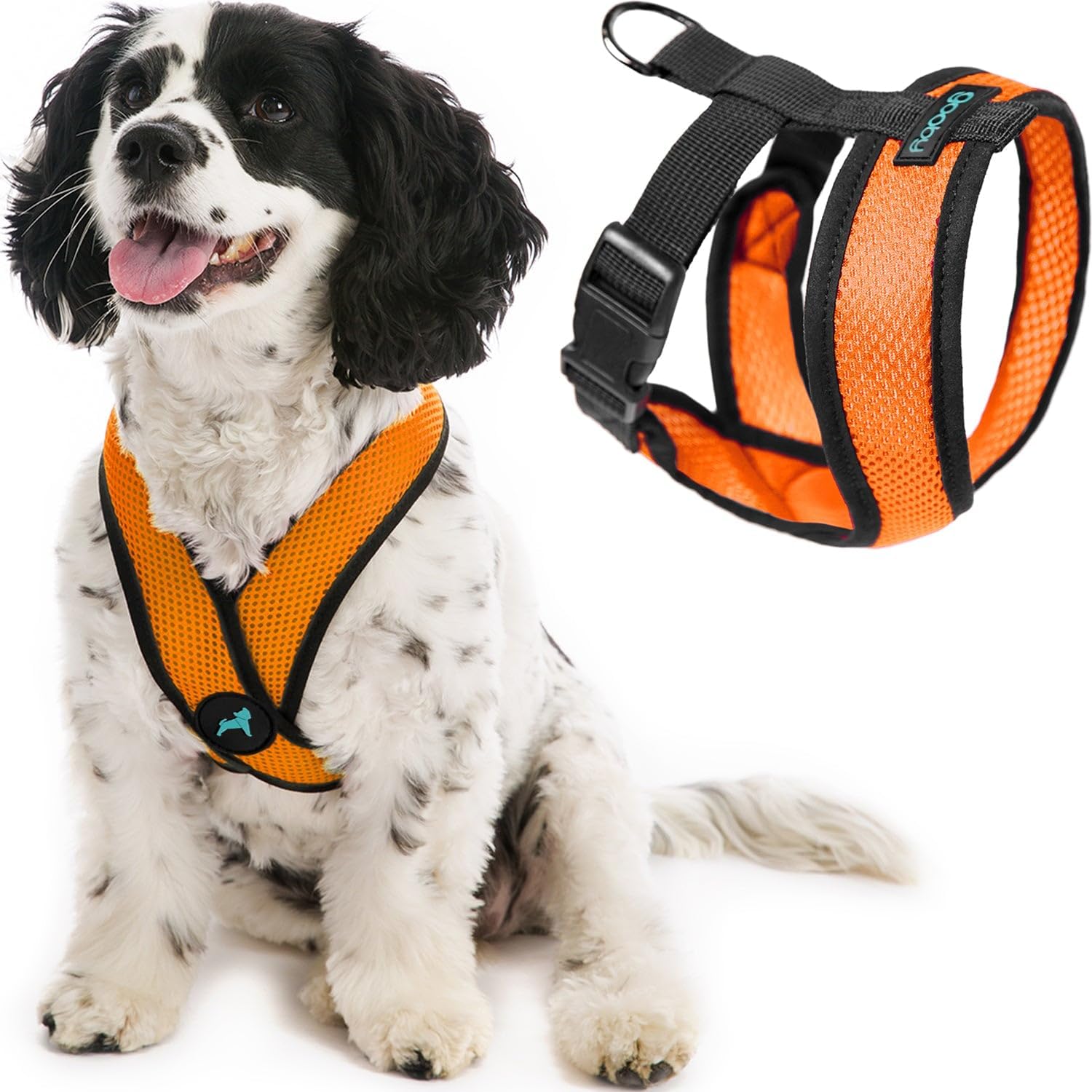 Gooby Comfort X Head In Harness - Orange, Medium - No Pull Small Dog Harness Patented Choke-Free X Frame - On The Go Dog Harness