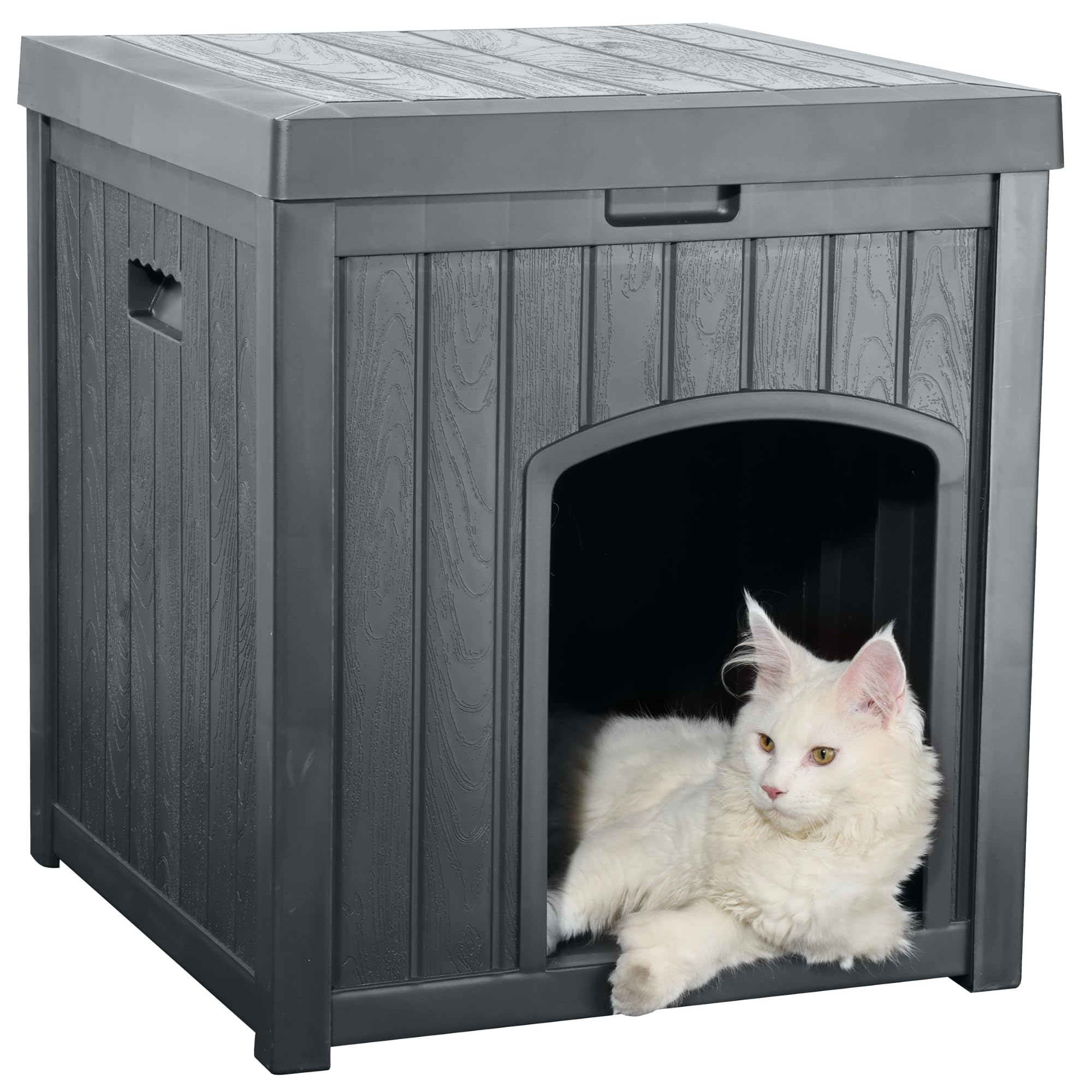 Ehhly Outdoor Cat House For Winter Waterproof, Outside Multiple Kitty Feral Cat Houses, Outdoor Cat Litter Box Enclosure Weather