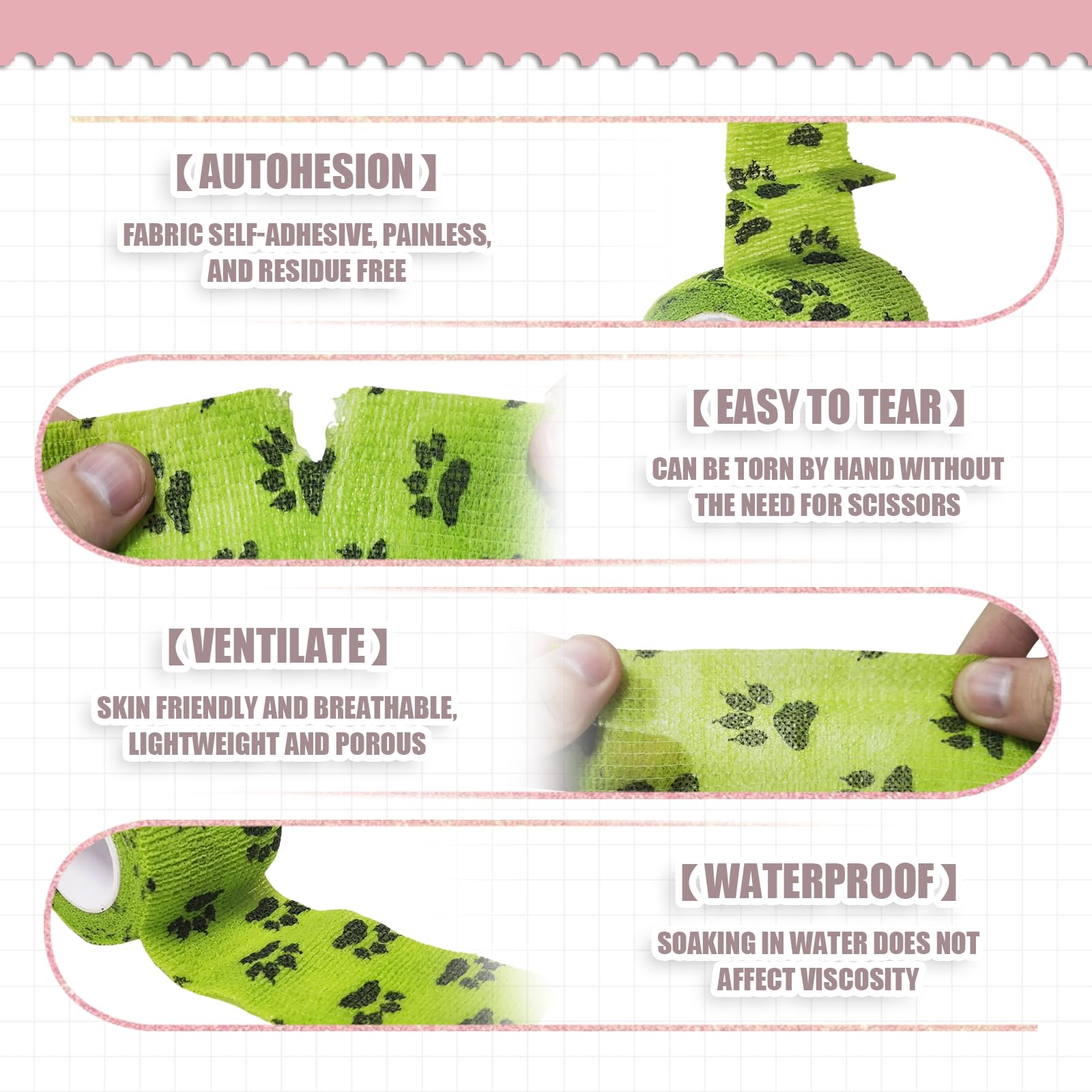 Vet Wrap for Dogs,Bandage Wrap,12Pcs 2 Inches X 5 Yards Pet PreWrap Cohesive Bandages Bulk Self Adhesive Dog Paw Protector for H
