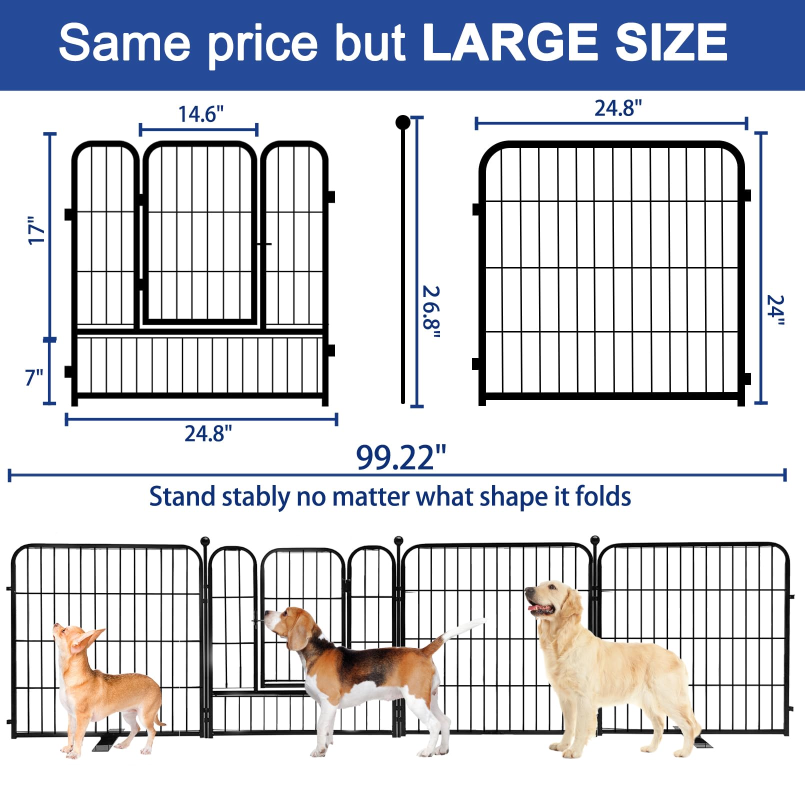 Gxsdj Metal Freestanding Dog Gate With Door, Dog Gates For Doorways Extra Wide, 100   W  24   H 4 Panels Outdoor Dog Gate, Dog F