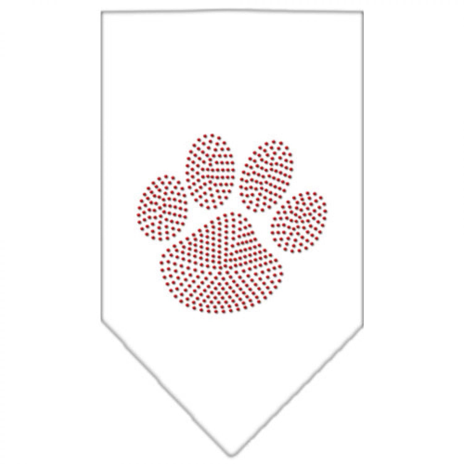 Mirage Pet Products Paw Red Rhinestone Bandana, Small, White