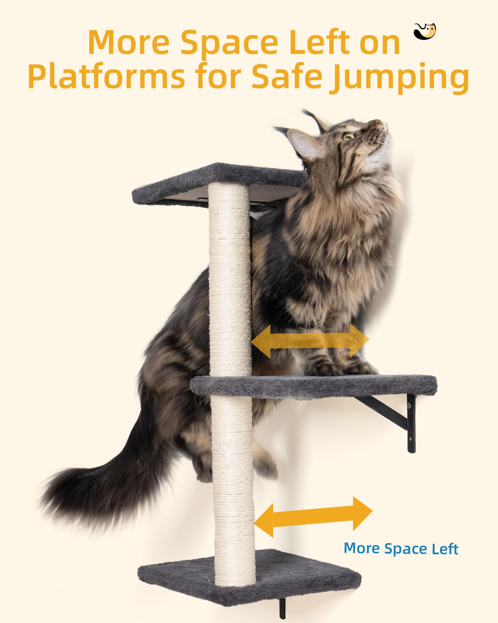 Aechonow Wall Mount Cat Shelves with Big Hammock for Large Adults, 5-in-1 Wall Cat Furniture Set with Sisal Scratch Tree for Ind