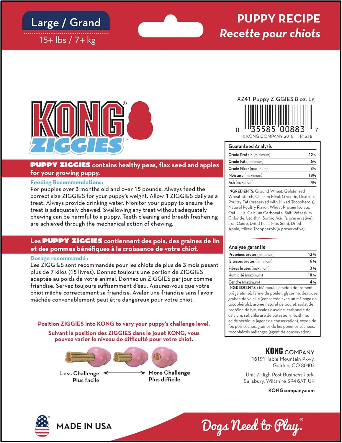 KONG - Ziggies Puppy - Teeth Cleaning Dog Treats - Puppy Recipe - Large 2 Pack