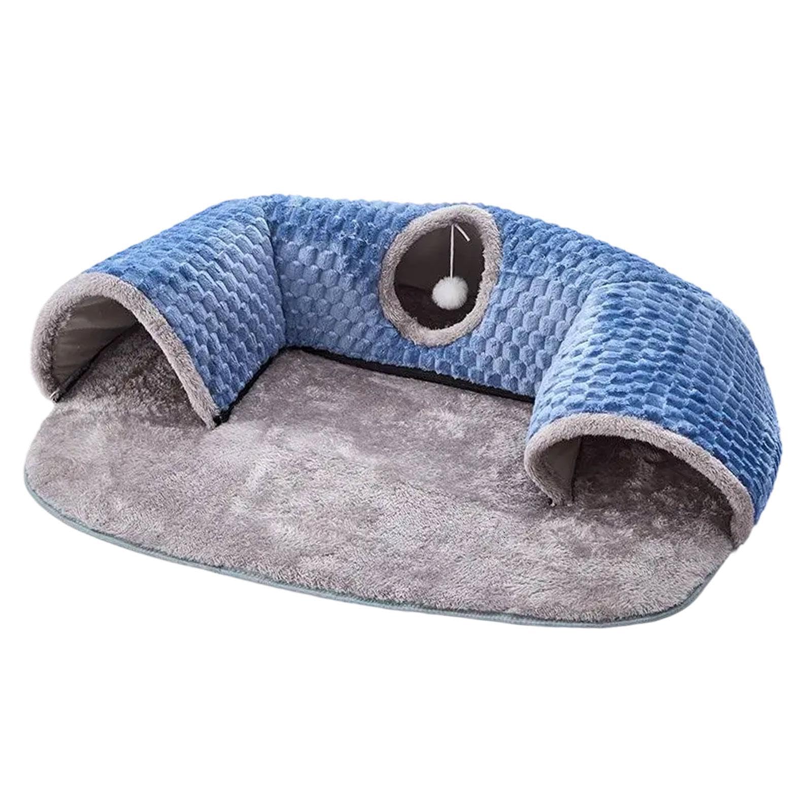 Myaddiction Cat Activity Center Hideout 2 In 1 Cat Tunnel Bed For Rabbit Hamster Outdoor Blue L