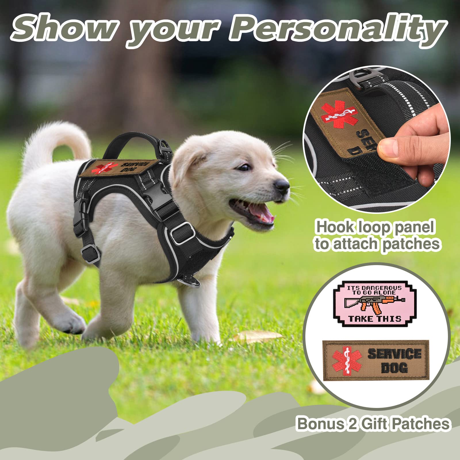 Hanshengday Tactical XS Dog Harness, Military Vest, Nylon, Black, Model HSD2309, No Pull, Vertical Handle, Ideal for Small Puppies