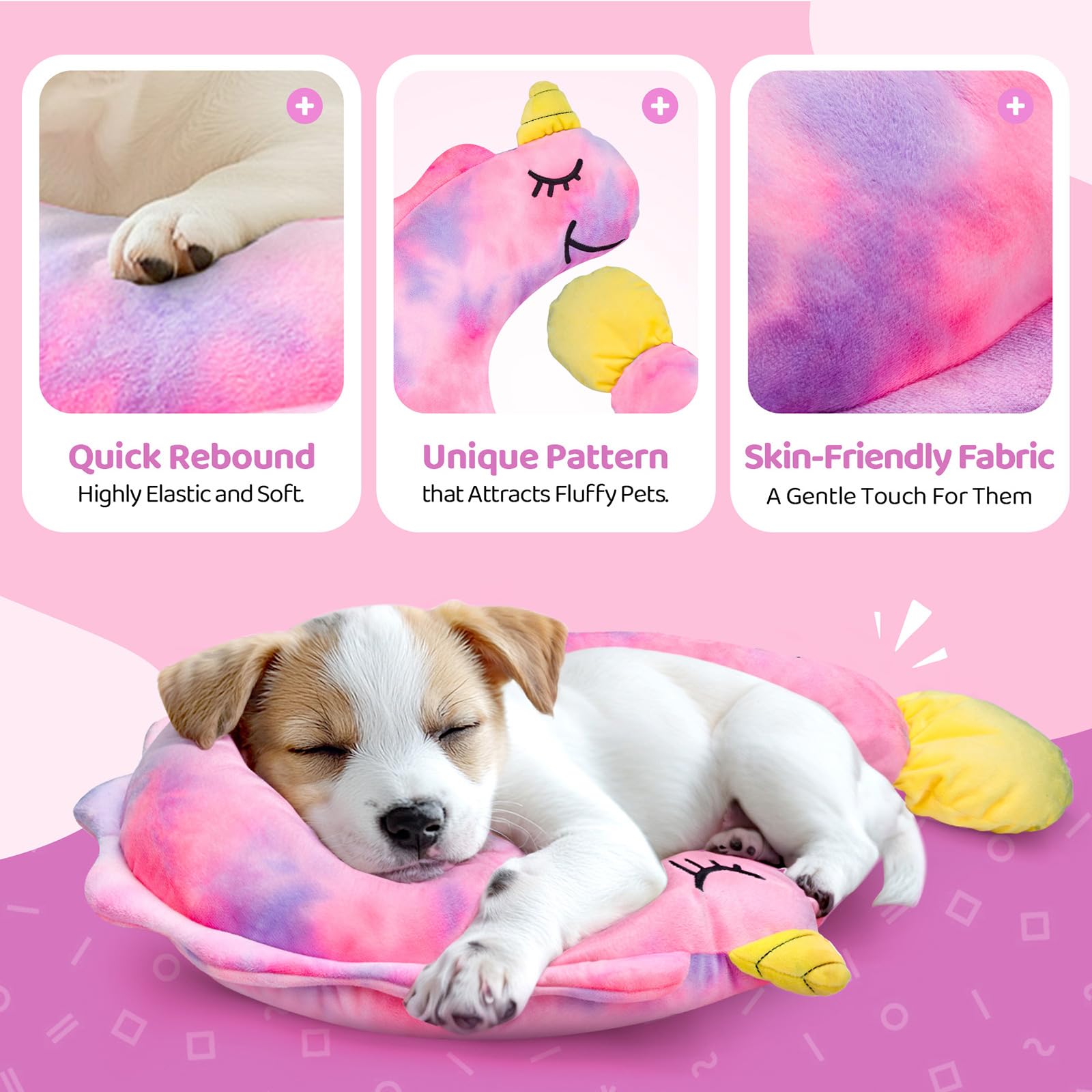 Burgeonnest Small Dog Calming Pillow For Dogs And Cats, Fluffy Soft Colorful Sleep Bolster Cozy Pet Bed Pillow, Great Present Fo