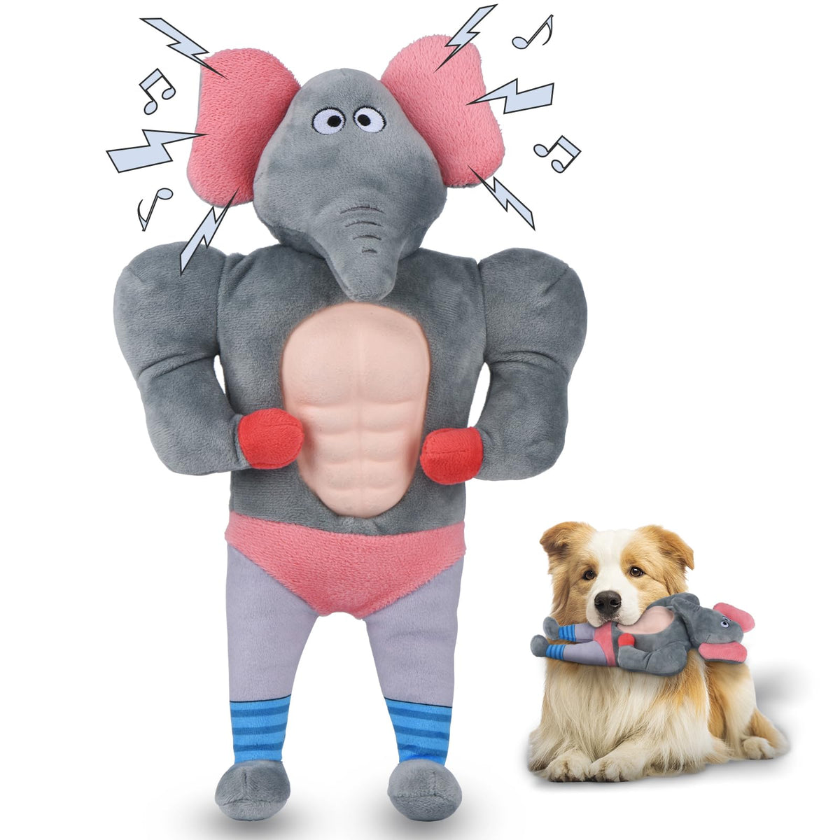 Pawspurr Squeaky Dog Toys, Plush Stuffed Large Dog Toy With Crinkle Paper, Teeth Cleaning Toys For Samll To Large Dogs