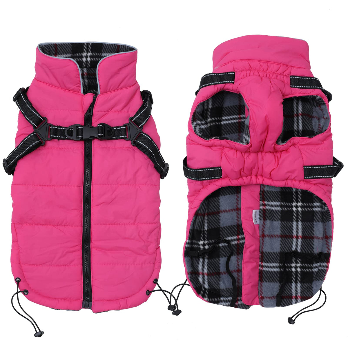 Winter Warm Coat Geyecete Waterproof Dog Winter Jacket With Harness Traction Belt,Pet Outdoor Jacket Dog Autumn And Winter Clothes For Medium, Small Dog-Pink-M