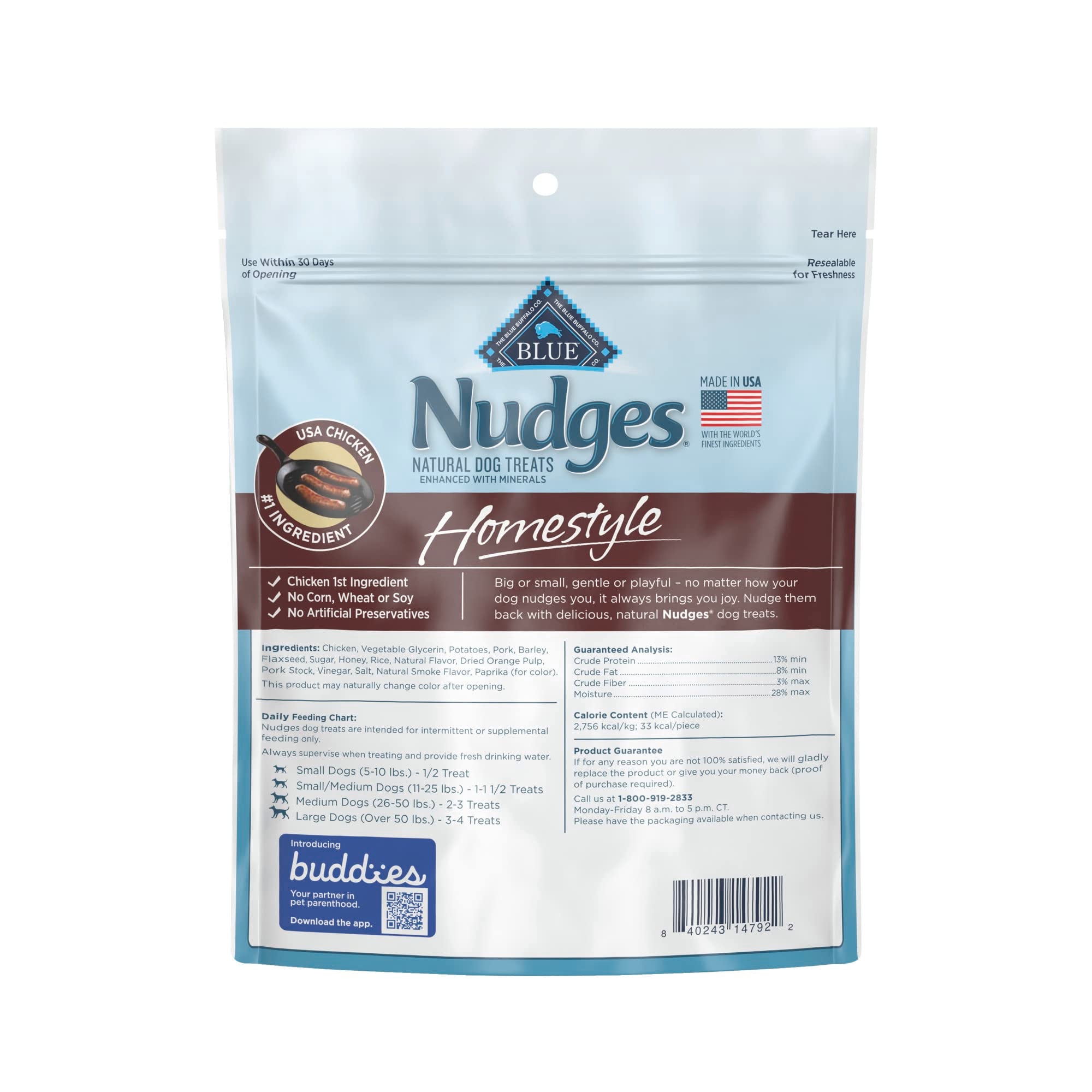 Blue Buffalo Nudges Homestyle Natural Dog Treats Chicken and Pork Bag