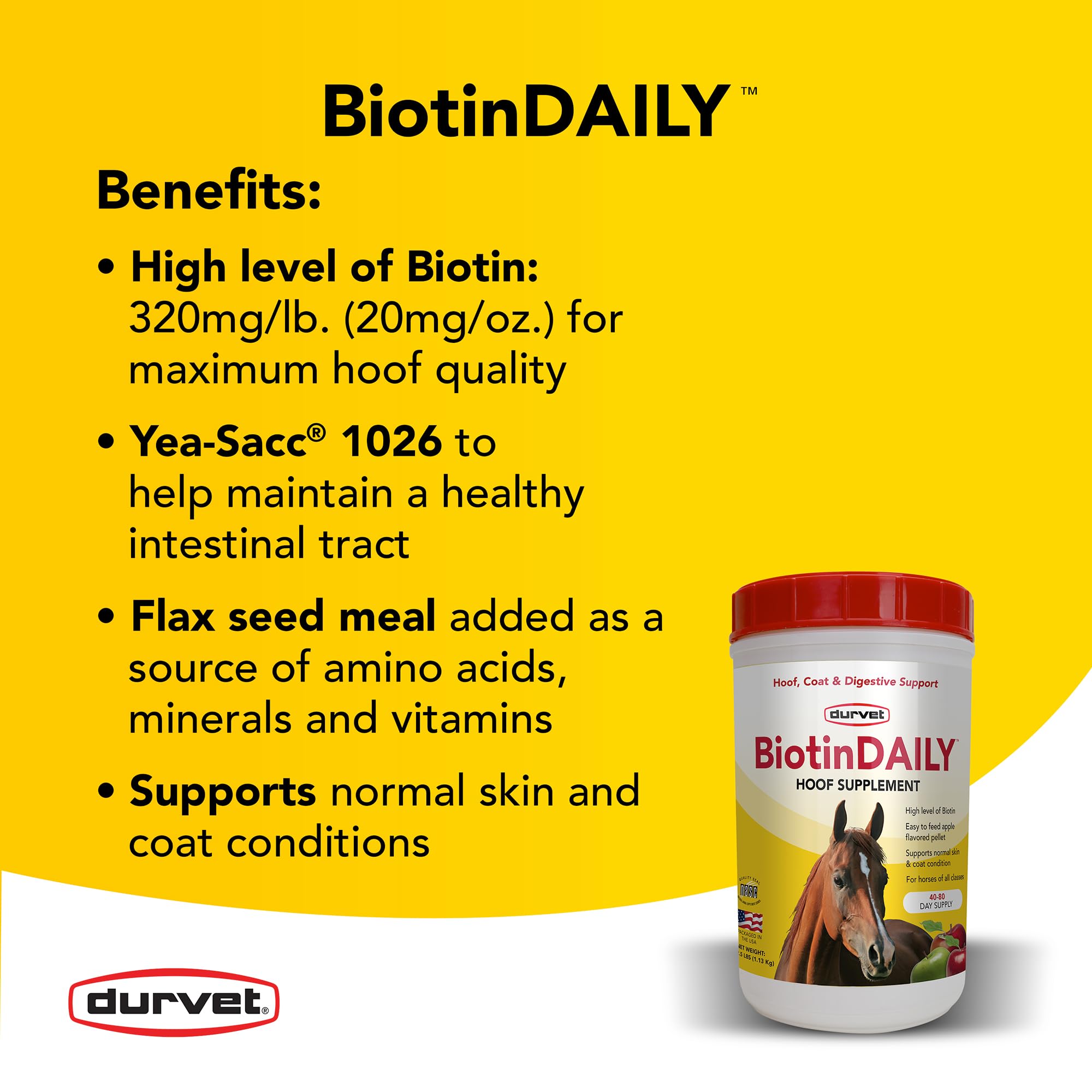 Durvet 01 0027 Biotin Daily Horse Hoof Care, 2.5 lb