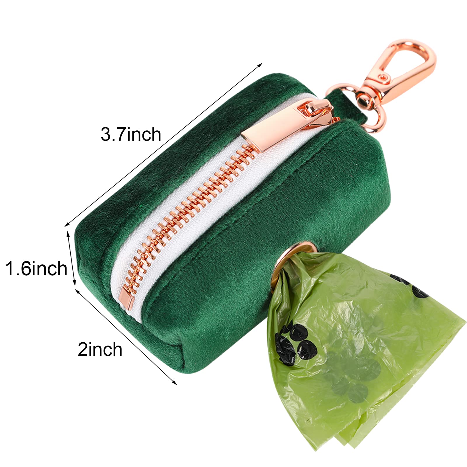 Aring Pet Dog Poop Bag Holder, Velvet Doggy Waste Bag Dispenser Attach To Any Leashes, Dark Green Portable Washable Pet Waste Po