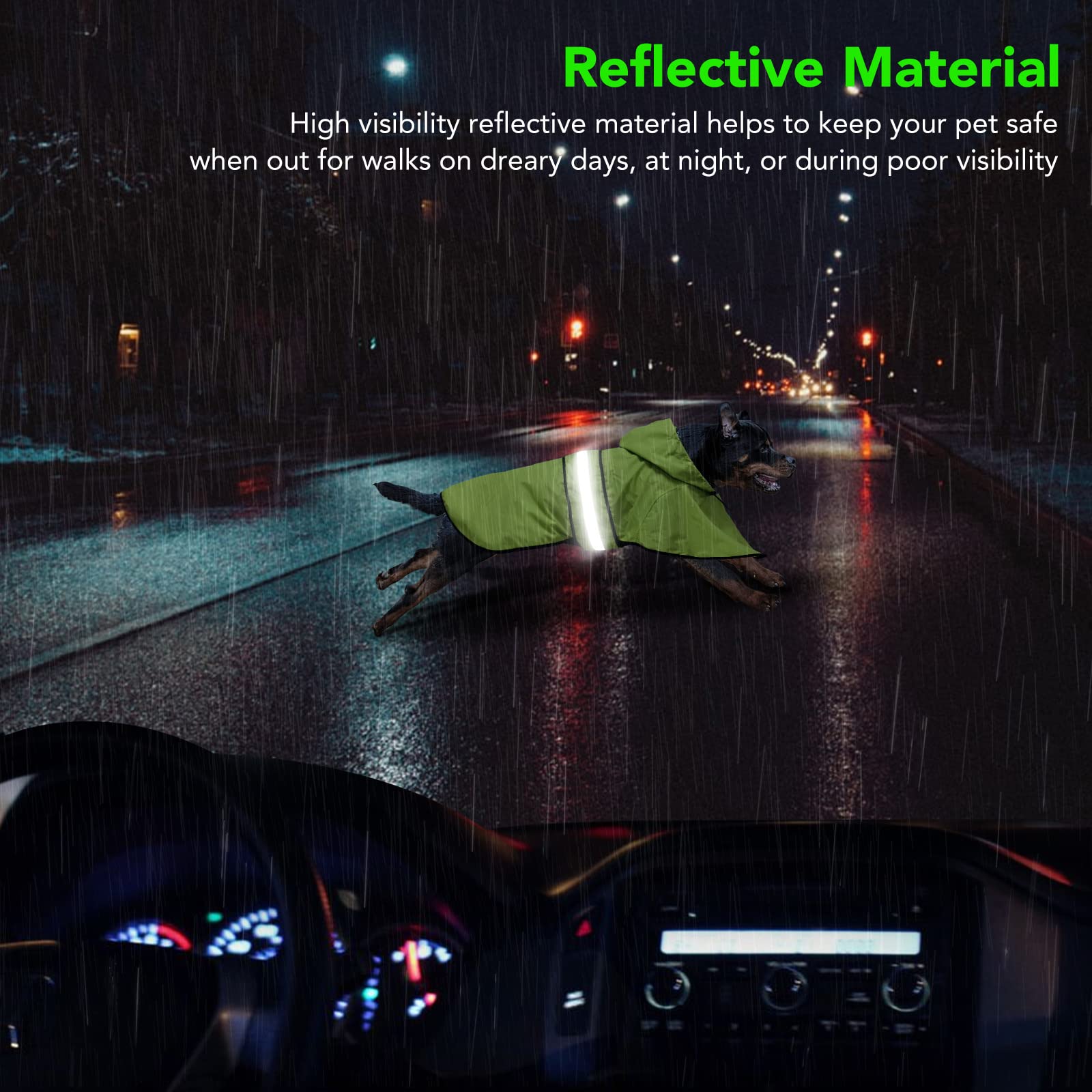 Domagiker Adjustable Dog Raincoat With Hood - Waterproof Lightweight Pet Rain Coats, Reflective Dog Rain Jacket & Poncho Slicker