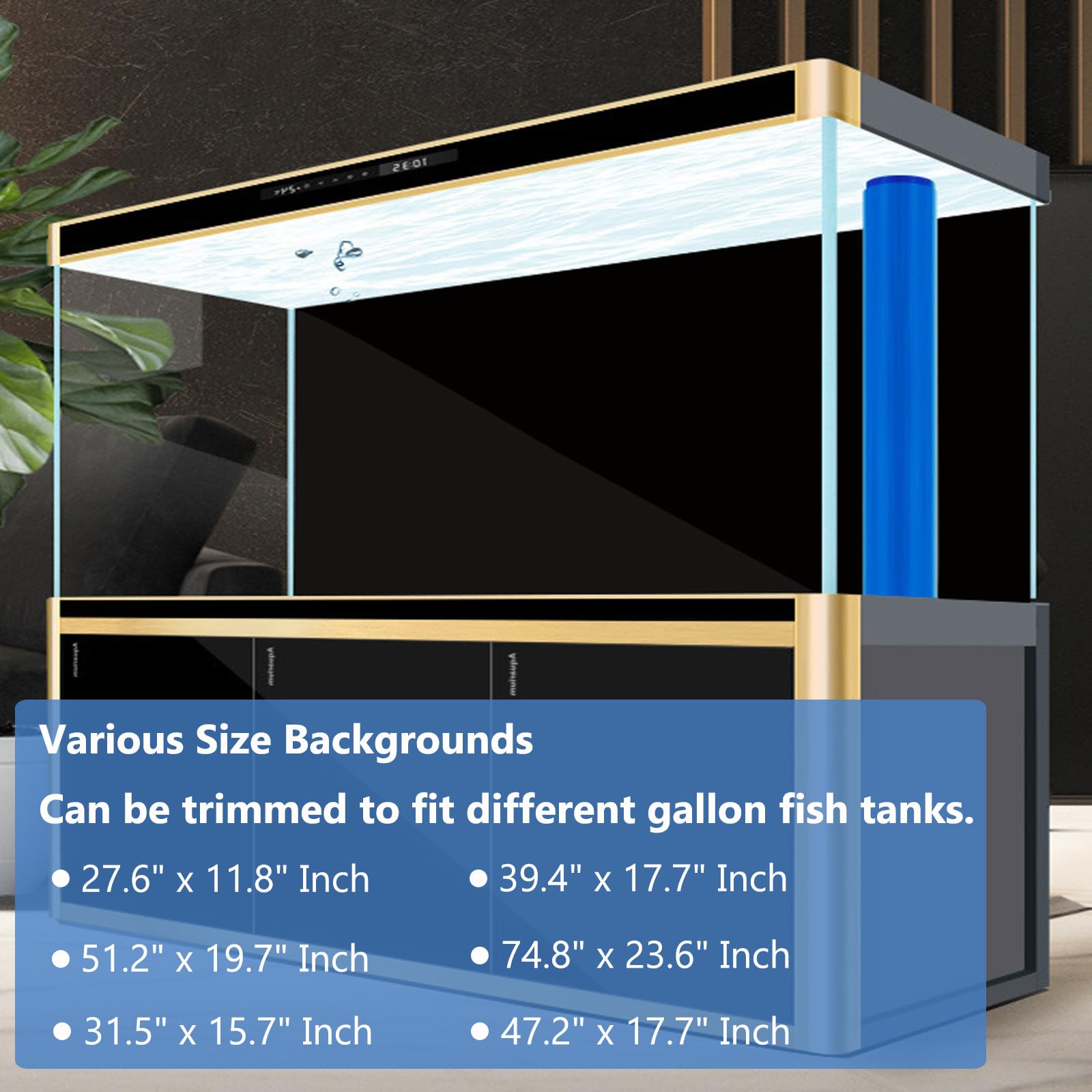 XCNO Aquarium Background Static Cling Black Fish Tank Background Wallpaper Fish Tank Backdrop Vinyl Aquarium Poster Background 4