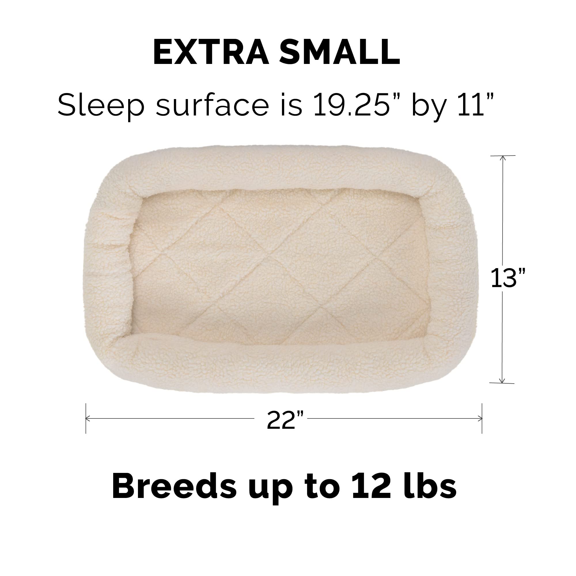Furhaven Dog Bed For Extra Small Dogs & Indoor Cats, 100% Washable, Sized To Fit Crates - Sherpa Fleece Bolster Crate Pad - Crea