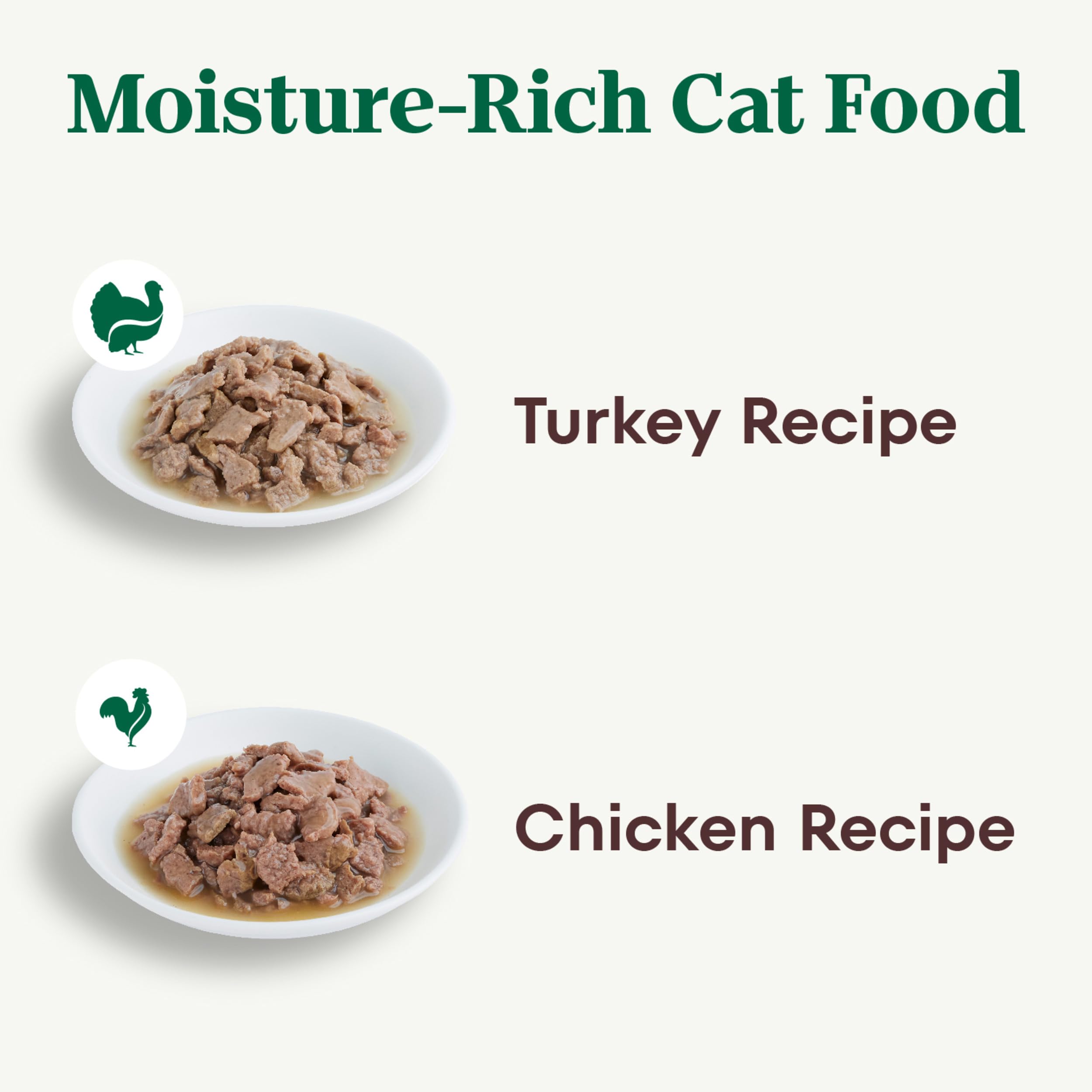 NUTRO Grain Free Natural Wet Cat Food Cuts in Gravy Turkey Recipe and Chicken Recipe Variety Pack, 2.64 oz. PERFECT PORTIONS Twi