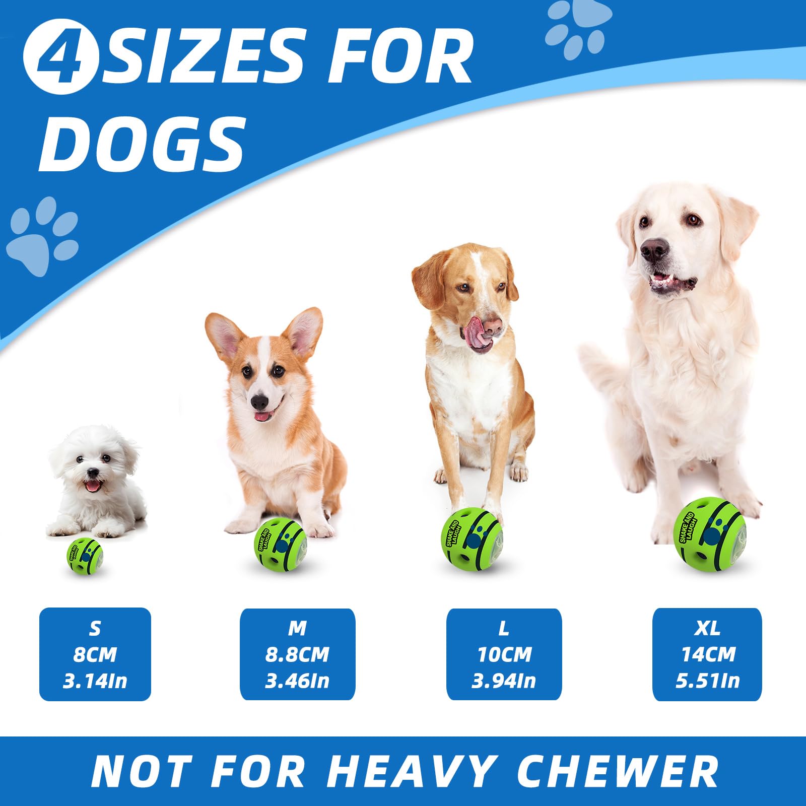 Shake And Laugh Interactive Puzzle Dog Treat Ball, Treat Dispensing Enrichment Dog Toys Ball, L, 3.94 In (10 Cm)