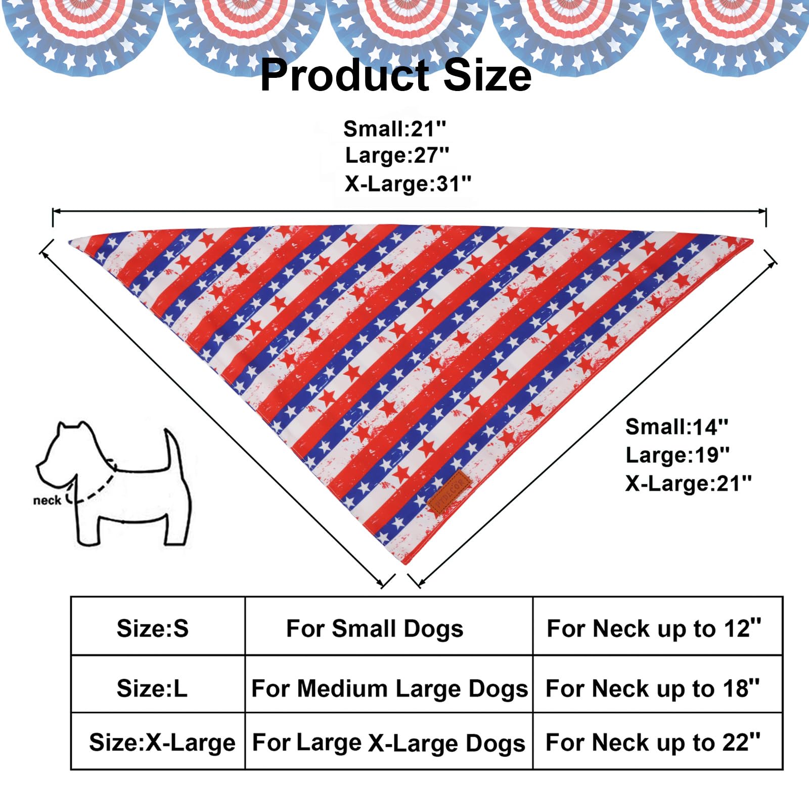 Ptdecor American Flag Dog Bandana Striped Stars Patterns, 4Th Of July Pet Scarf Reversible Triangle Patriotic Bandanas For Mediu