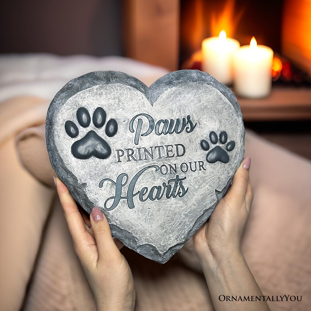 Ornamentallyyou Elegant Resin Stepping Stone, Outdoor Garden Pathway Decoration (Paws Printed On Our Hearts Memorial Stepping St