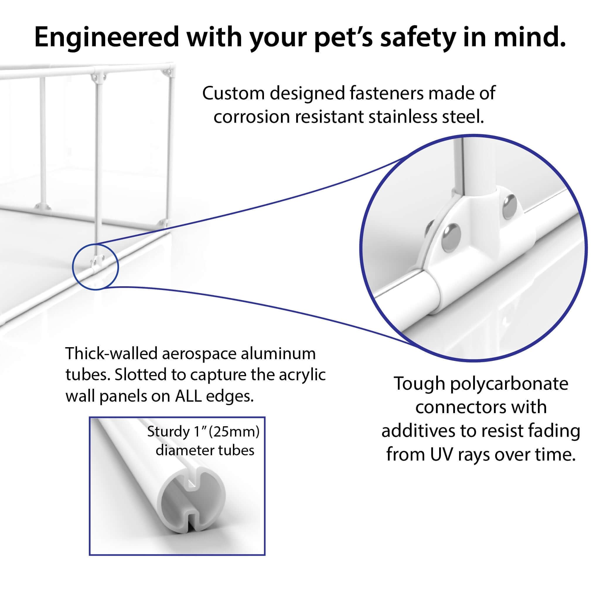 Clearly Loved Pets 27' Tall Large Lucidium Pet Pen, White