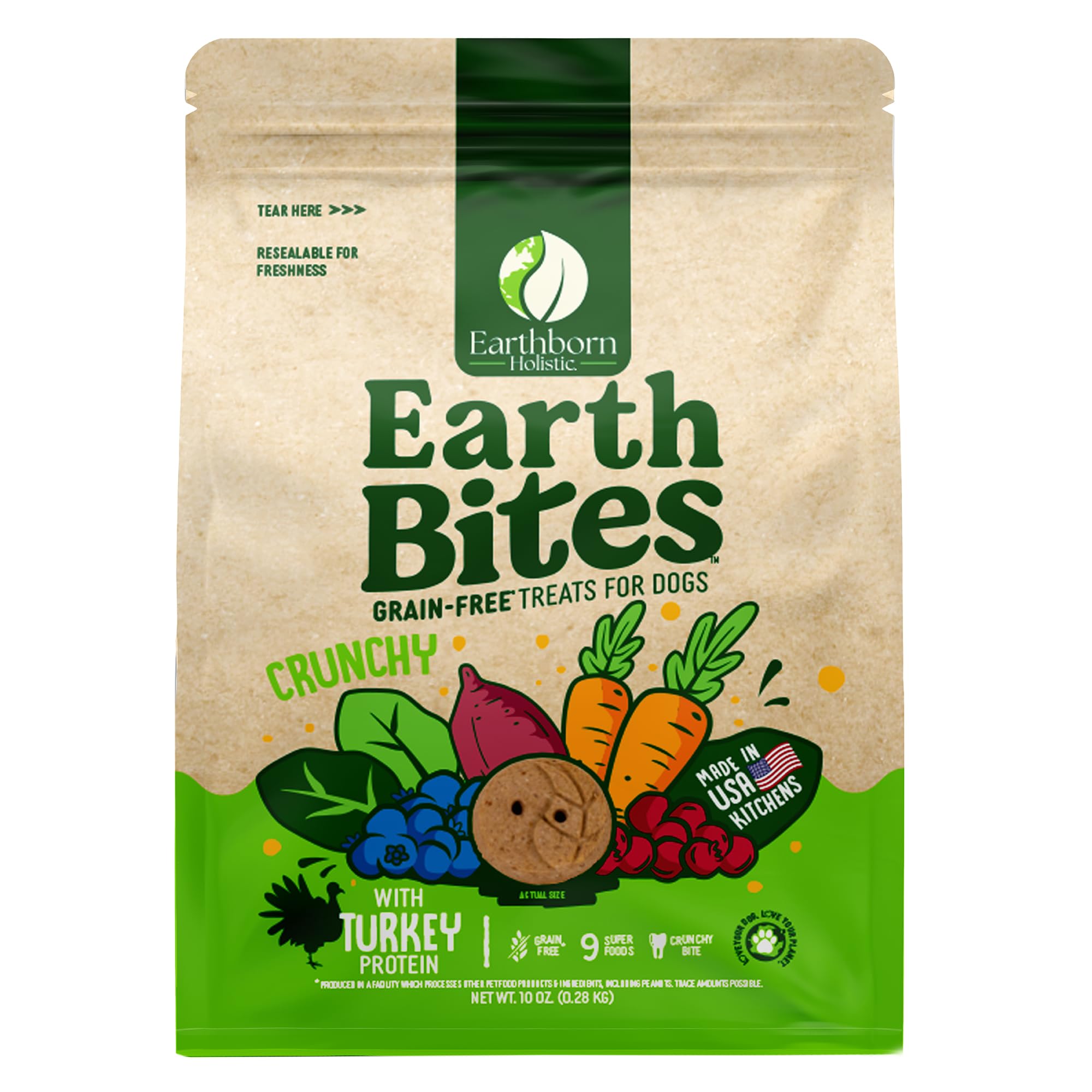 earthborn EarthBites Crunchy Grain Free Treats for Dogs (Turkey)