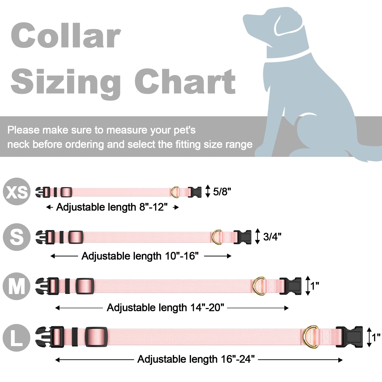 Rnivvi Dog Collar, Adjustable Pink Dog Collar For Large Dogs, Cute Puppy Collar For Boy And Girl Dogs, Classic Heavy Duty Pet Collars With Quick Release Buckle For Walking Running, L Length 1' Width