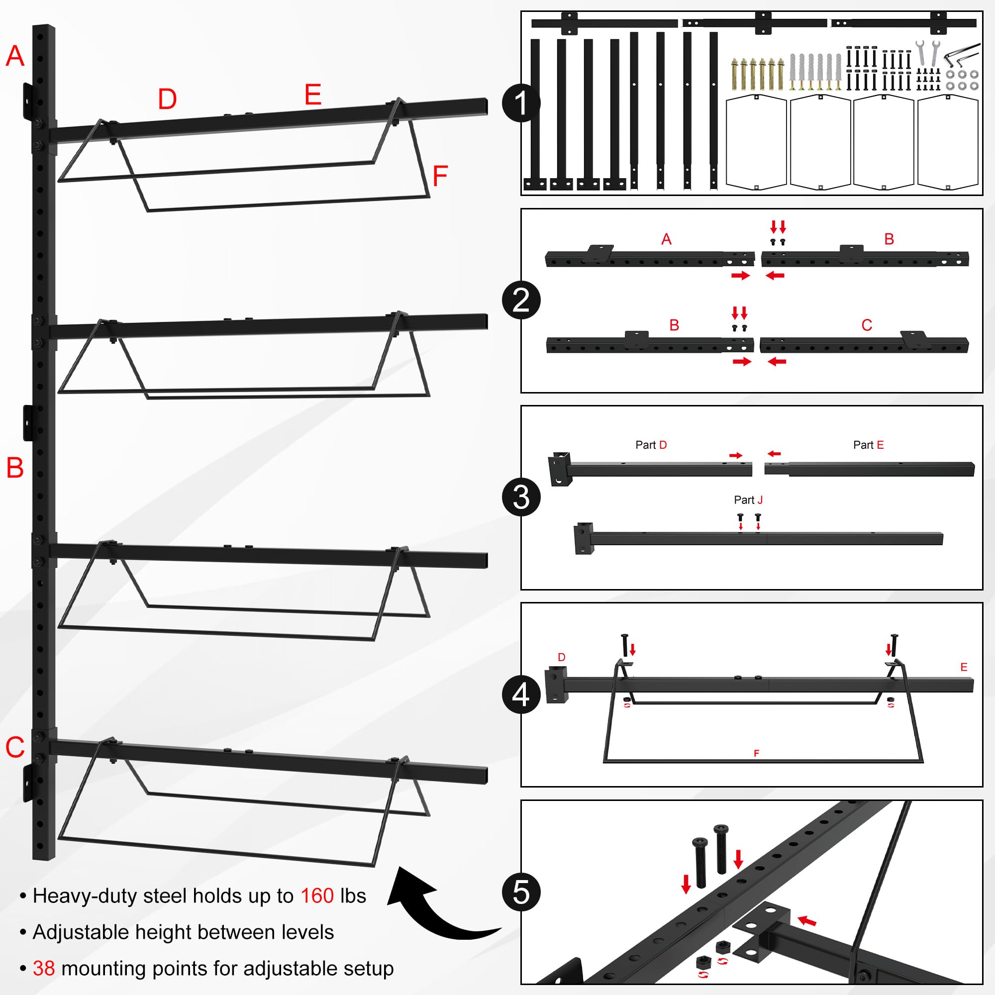 Rtosy 4 Tier Saddle Rack Wall Mount, Horse Saddle Rack For English & Western Saddles, Tack Storage, Pad, Accessories Etc For Hor