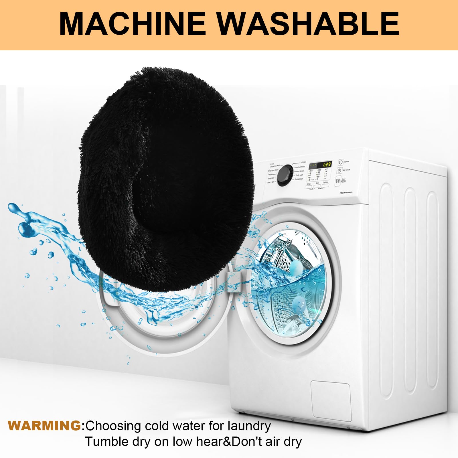 Dog Calming Beds For Small Medium Large Dogs - Round Donut Washable Dog Bed, Anti-Slip Faux Fur Fluffy Donut Cuddler Anxiety Cat