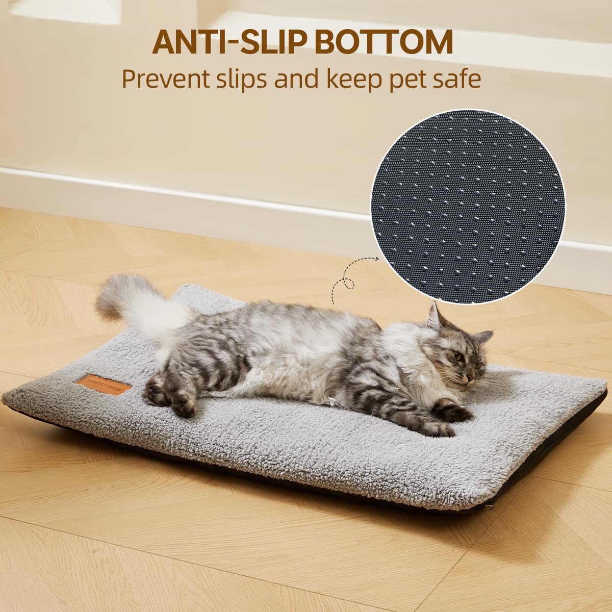 TIMSUNBER Ultra Soft Cat Bed Mat 29 x 19 Inch Cozy Pet Cushion with Non-Slip Bottom Washable Self-Warming Sleep Dog Pad for Crat