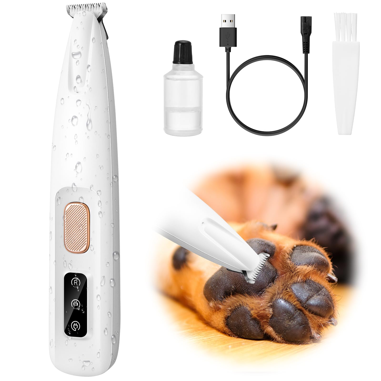 Palksky Dog Paw Trimmer, Upgraded 18mm-Blade Electric Dog Clippers for Groomming with Led Display, Waterproof Pet Micro Precisio