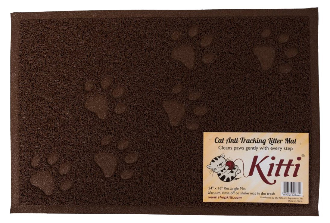 Kitti Cat Litter Anti Tracking Mats, Rectangle, Brown