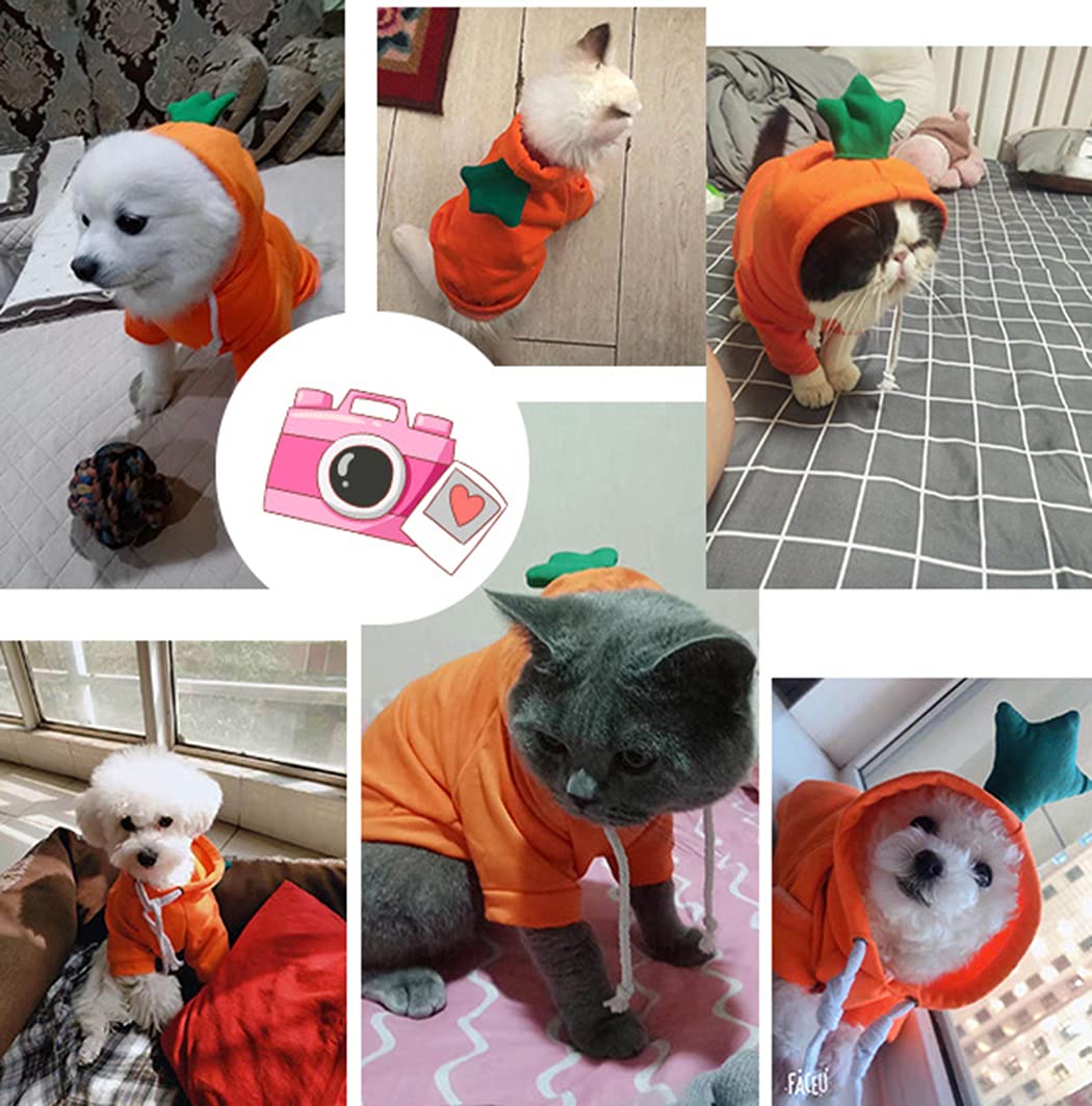 Xiaoyu Pet Clothes Dog Hoodies Warm Sweatshirt Coat Puppy Autumn Winter Apparel Jumpsuit With Fruit Hood, Carrot, Xxl