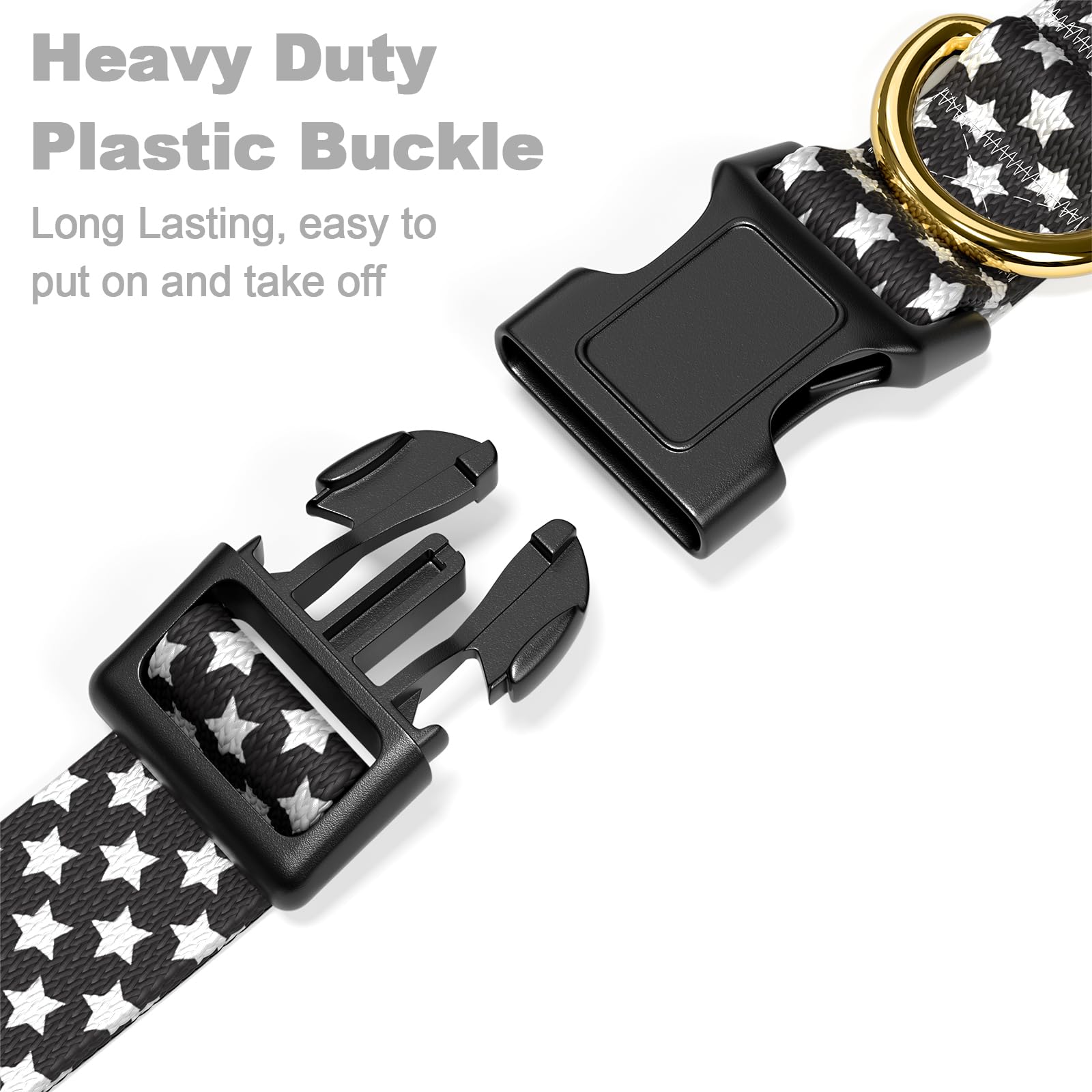 Rnivvi Dog Collar For Medium Dogs, Cute Heavy Duty Adjustable Puppy Collar With Quick Release Buckle For Boy Girl & Female, Pet
